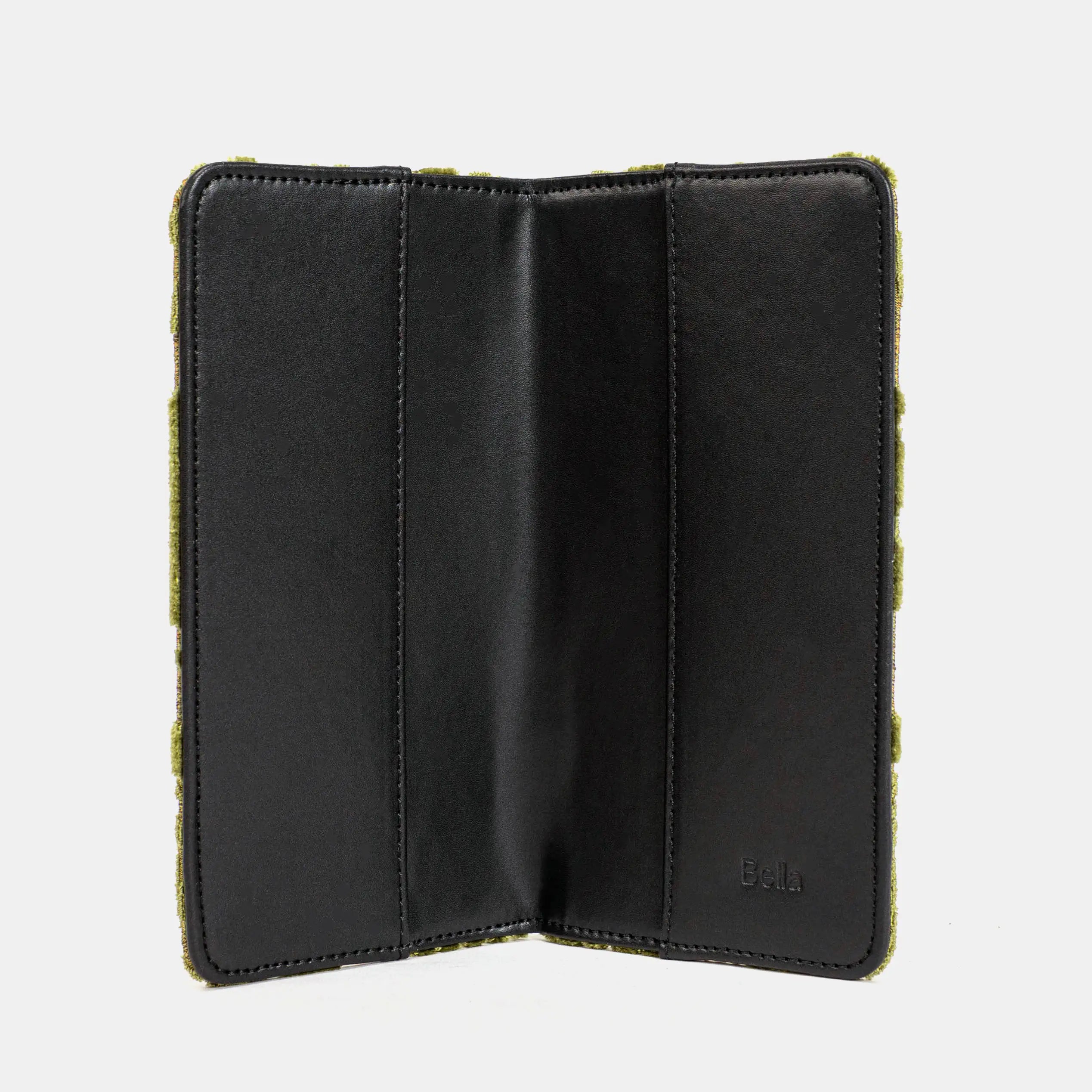 Burnout Velvet Fern Green Checkbook Cover of America inside