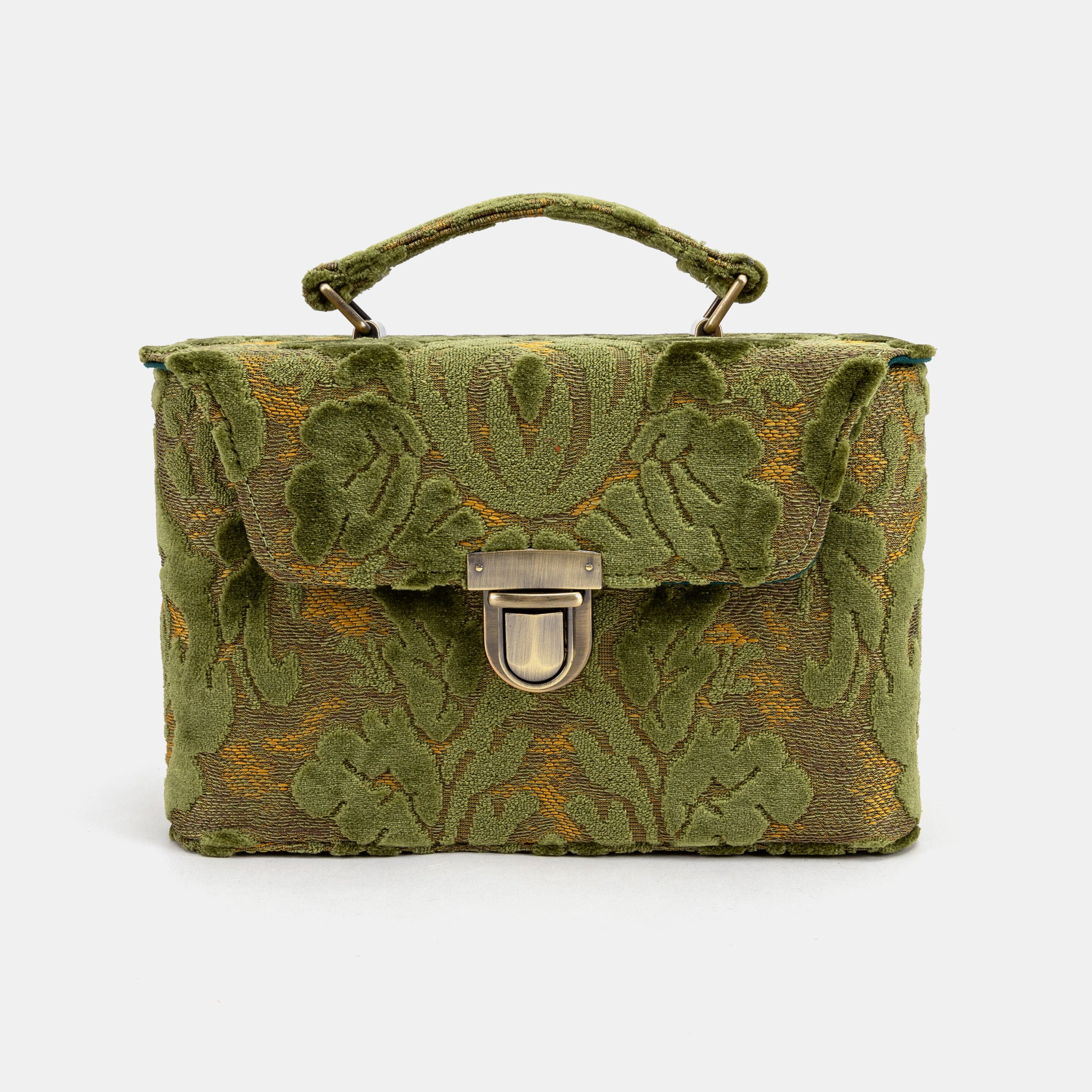 Burnout Velvet Fern Green Clara Medium Train Case Purse of America front