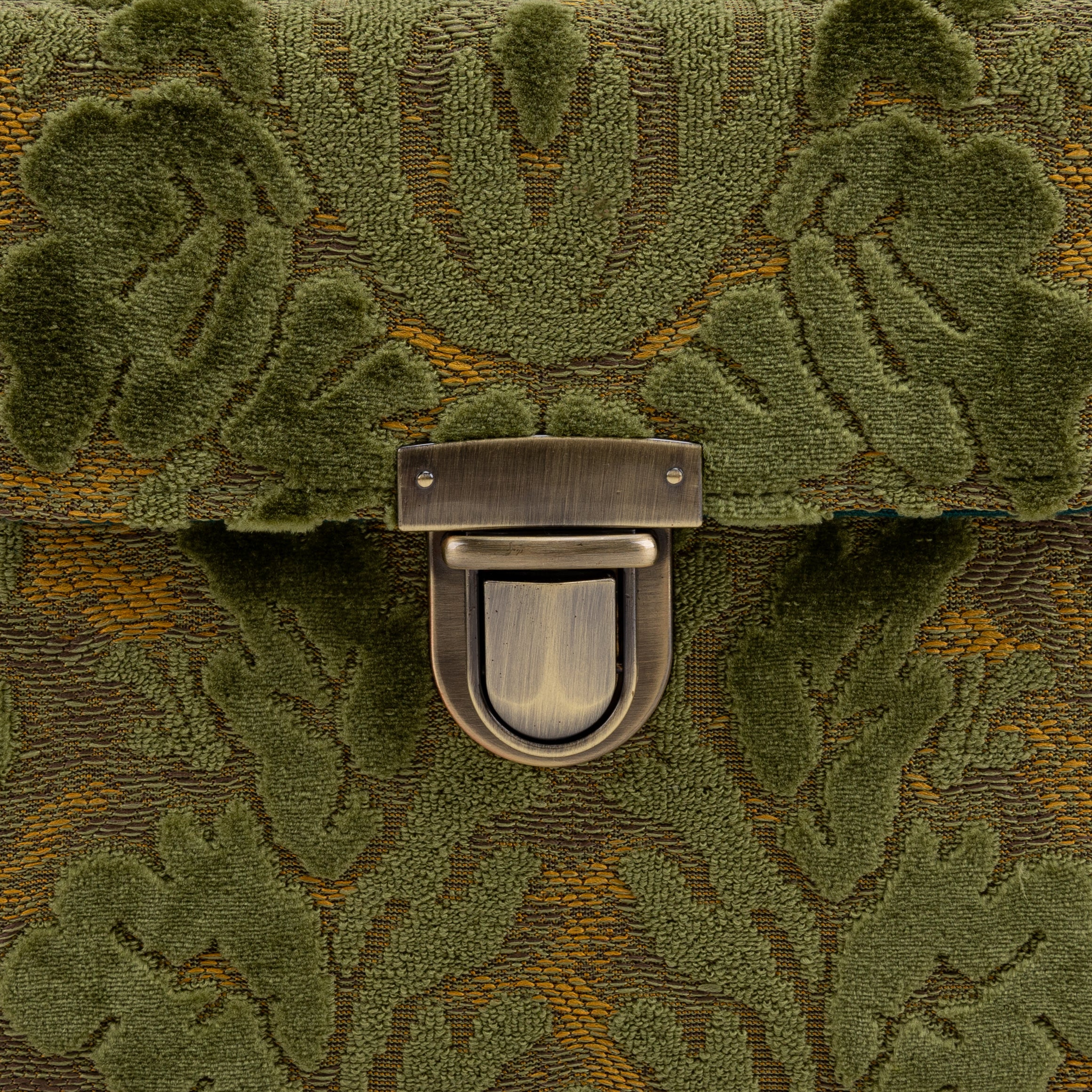 Burnout Velvet Fern Green Clara Medium Train Case Purse sof America tuck lock
