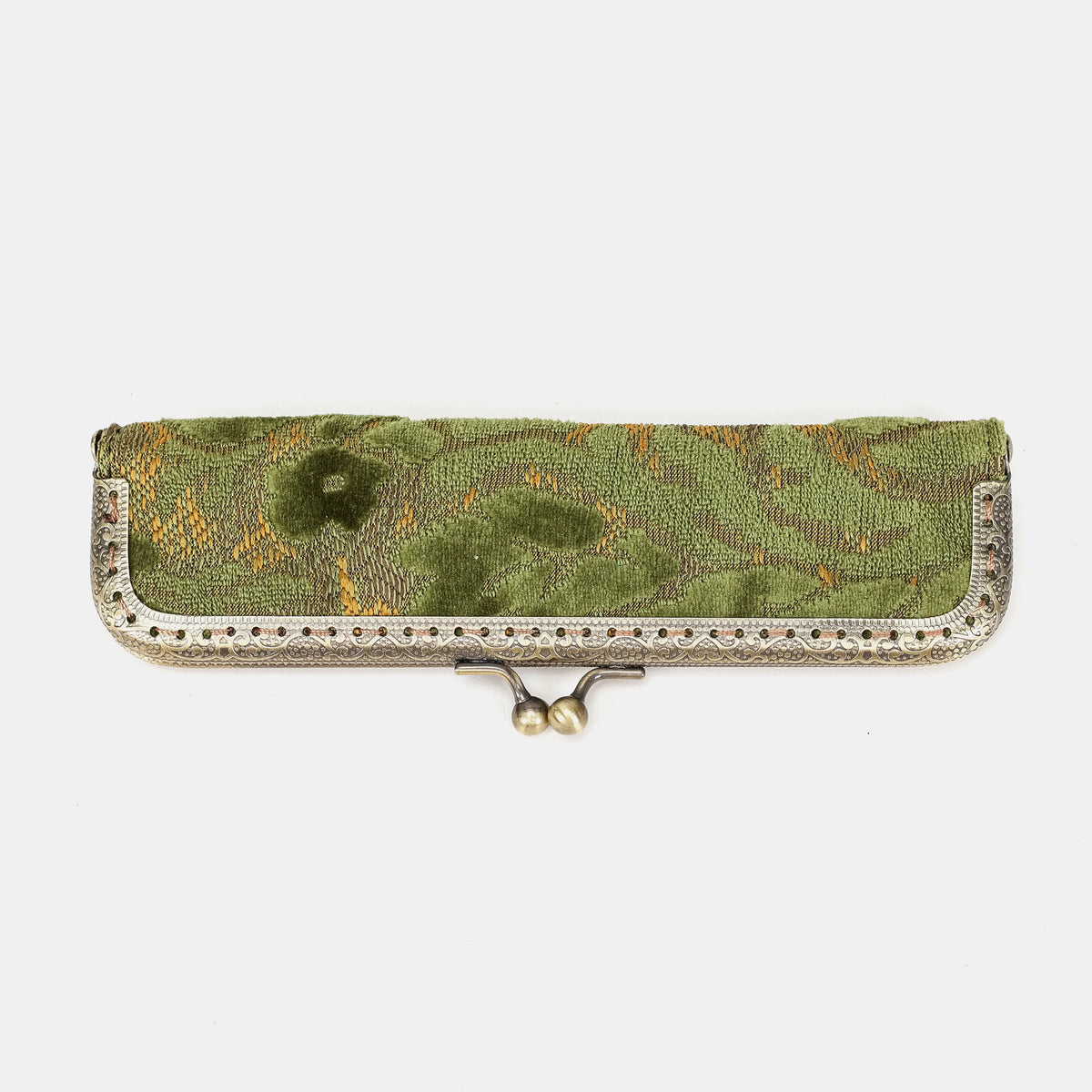 Burnout velvet Fern Green Duo Pen Case Carpetbag of America front