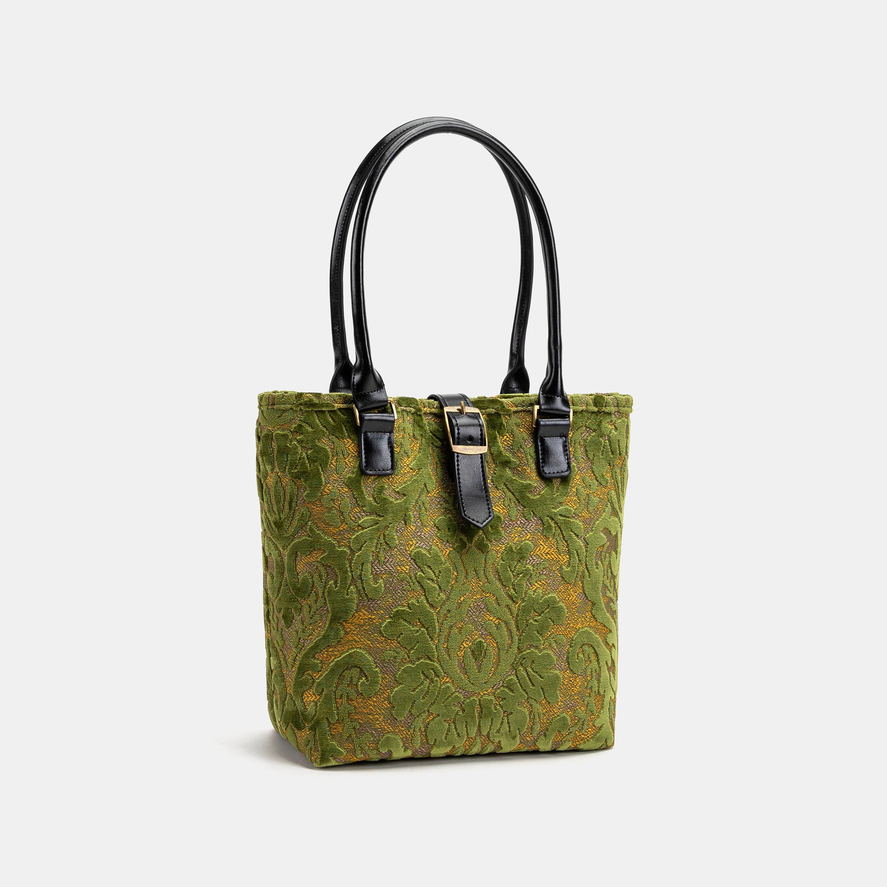 Burnout Velvet Fern Green Everyday Tote Bag Carpetbag of America front side