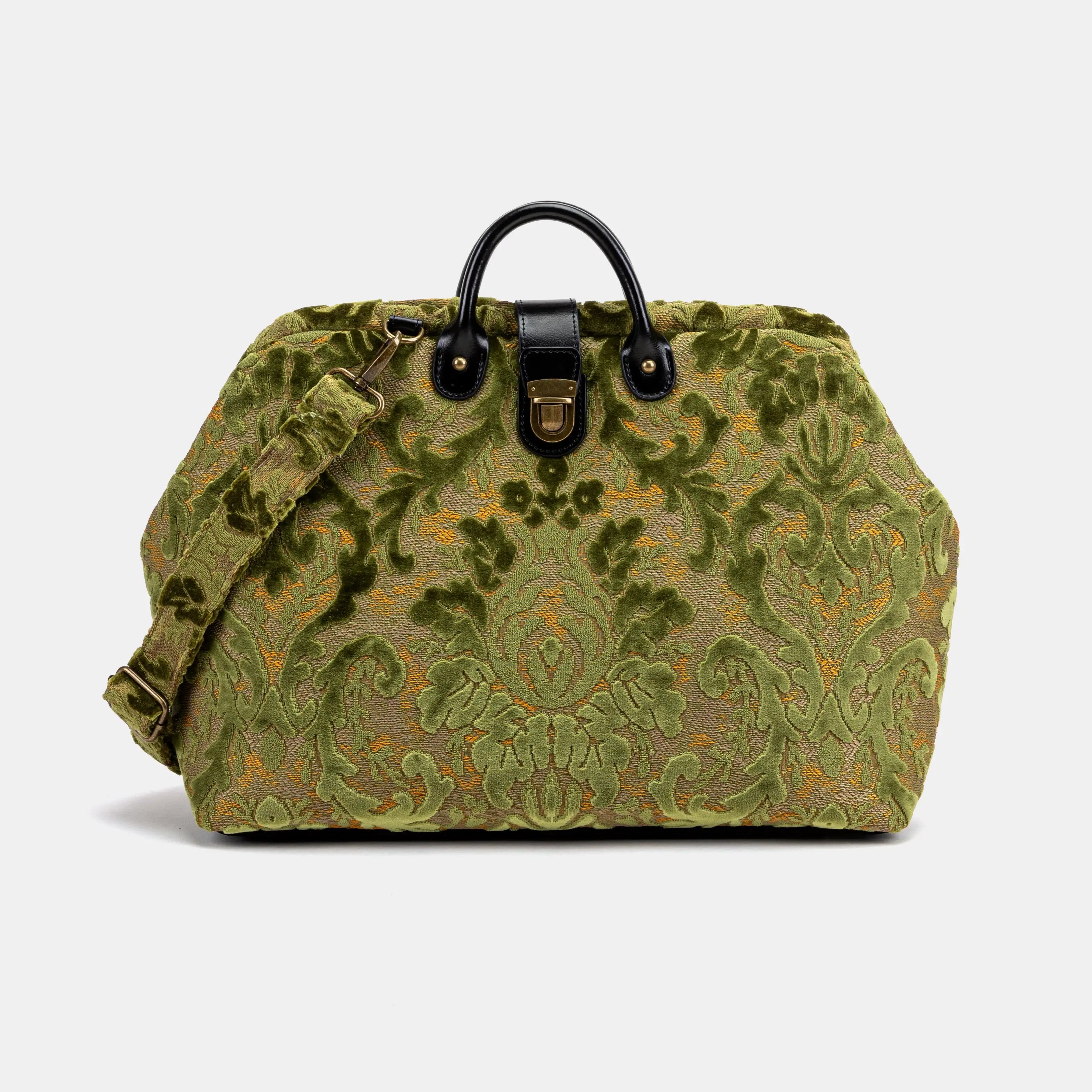 Burnout Velvet Fern Green Laptop Work Bag of America with shoulder strap