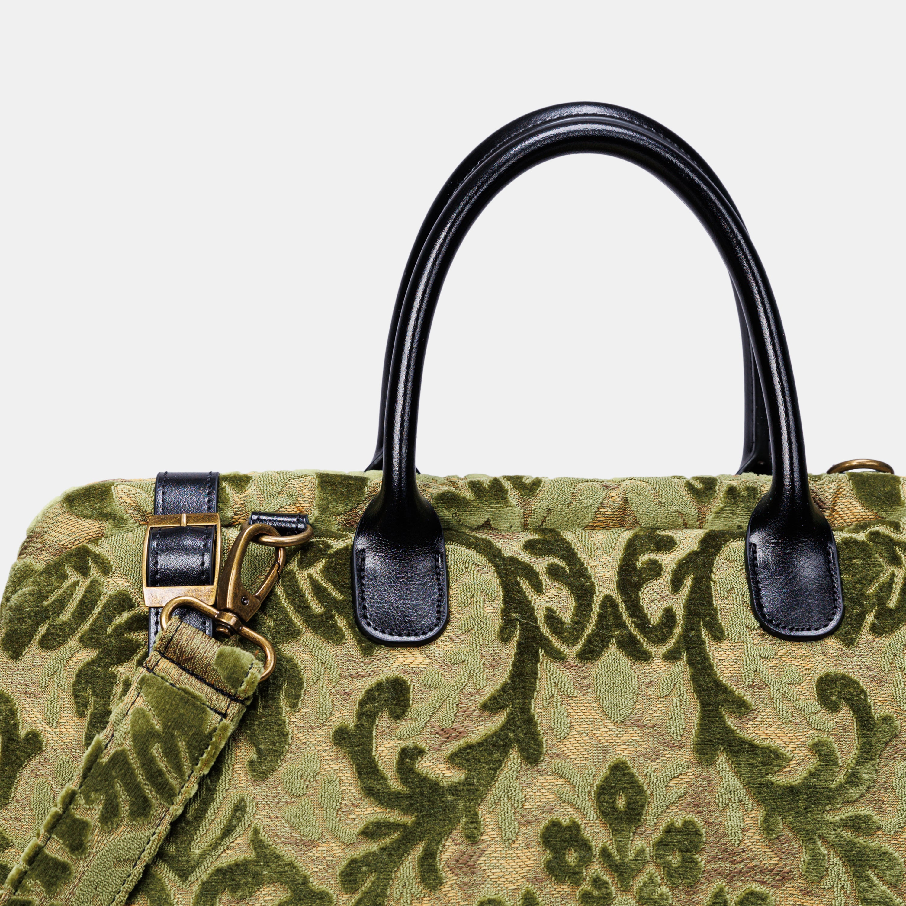 Damask Fern Green Large Carpetbag of America handle