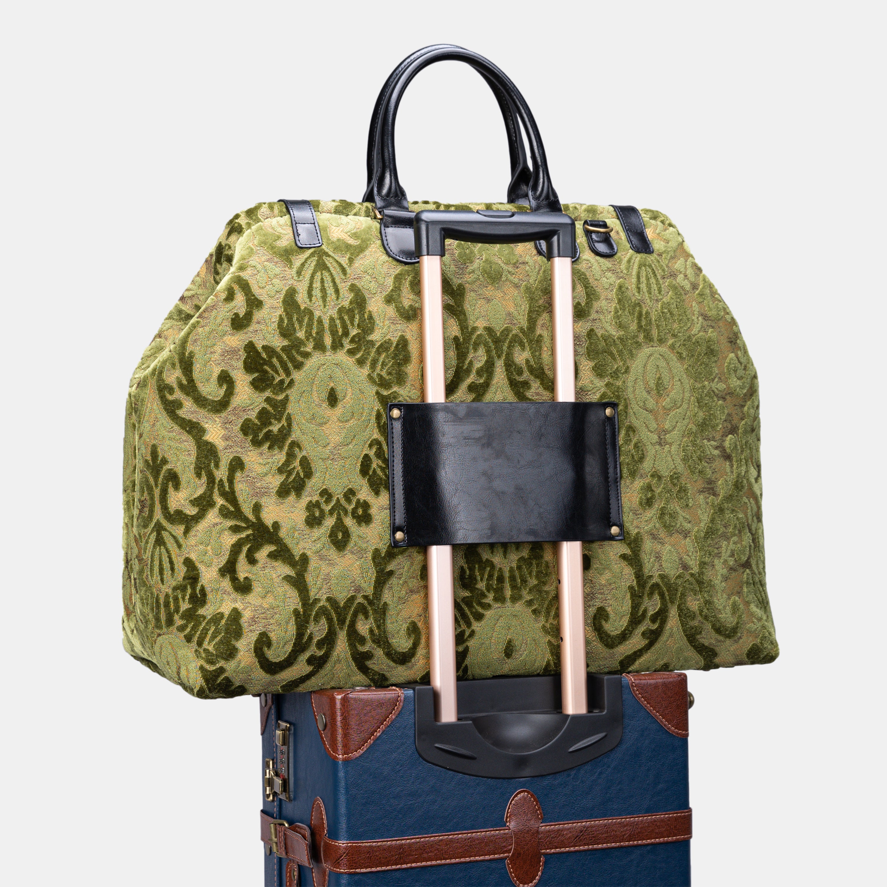 Burnout Velvet Fern Green Men's Carpetbag of America with luggage sleeve-5