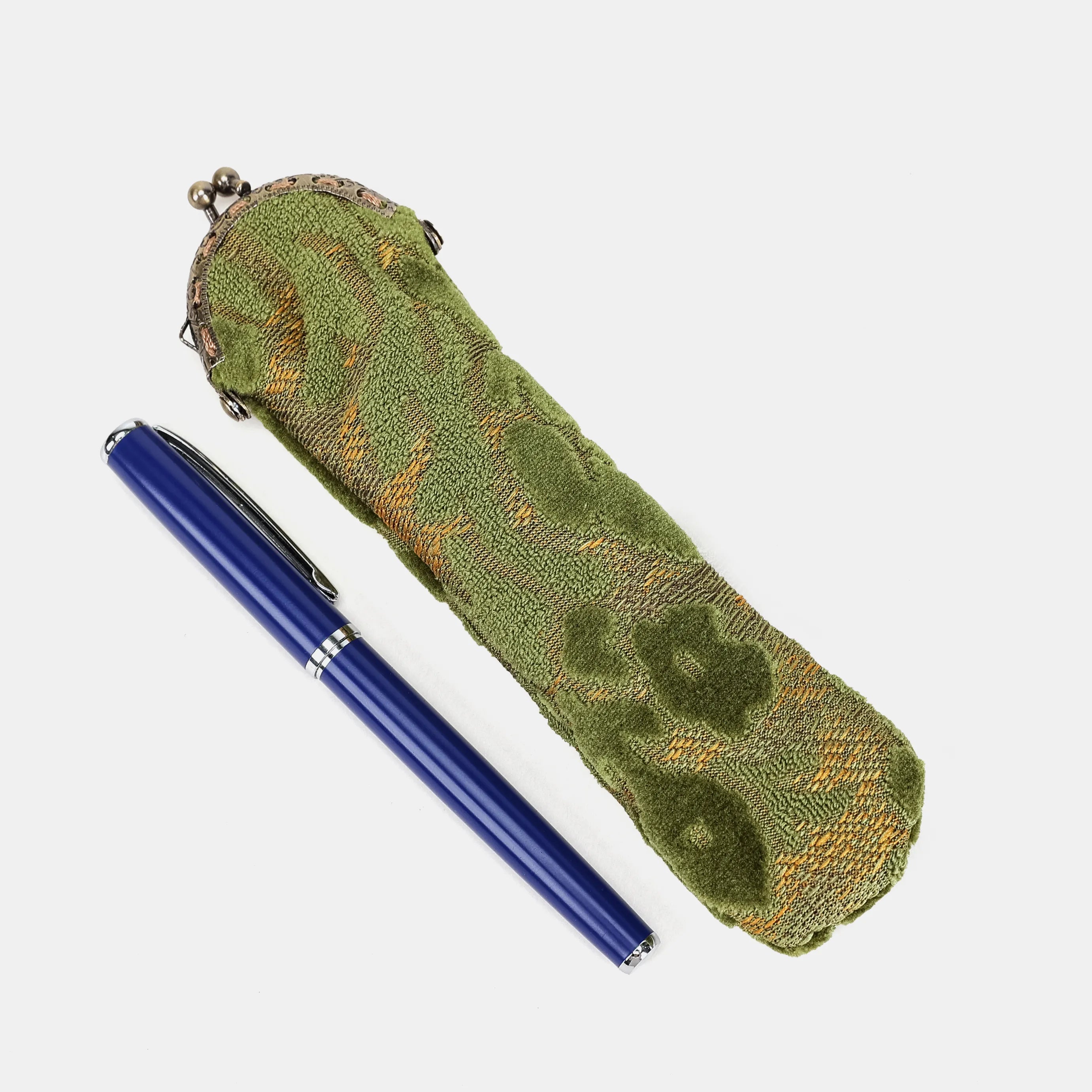 Burnout Velvet Fern Green Solo Pen Case Carpetbag of America main