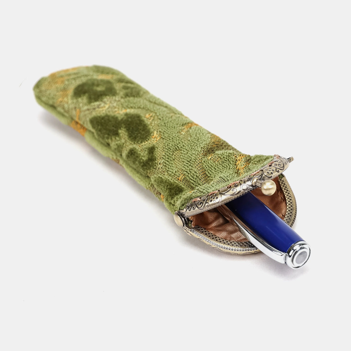 Burnout Velvet Fern Green Solo Pen Case Carpetbag of America in use