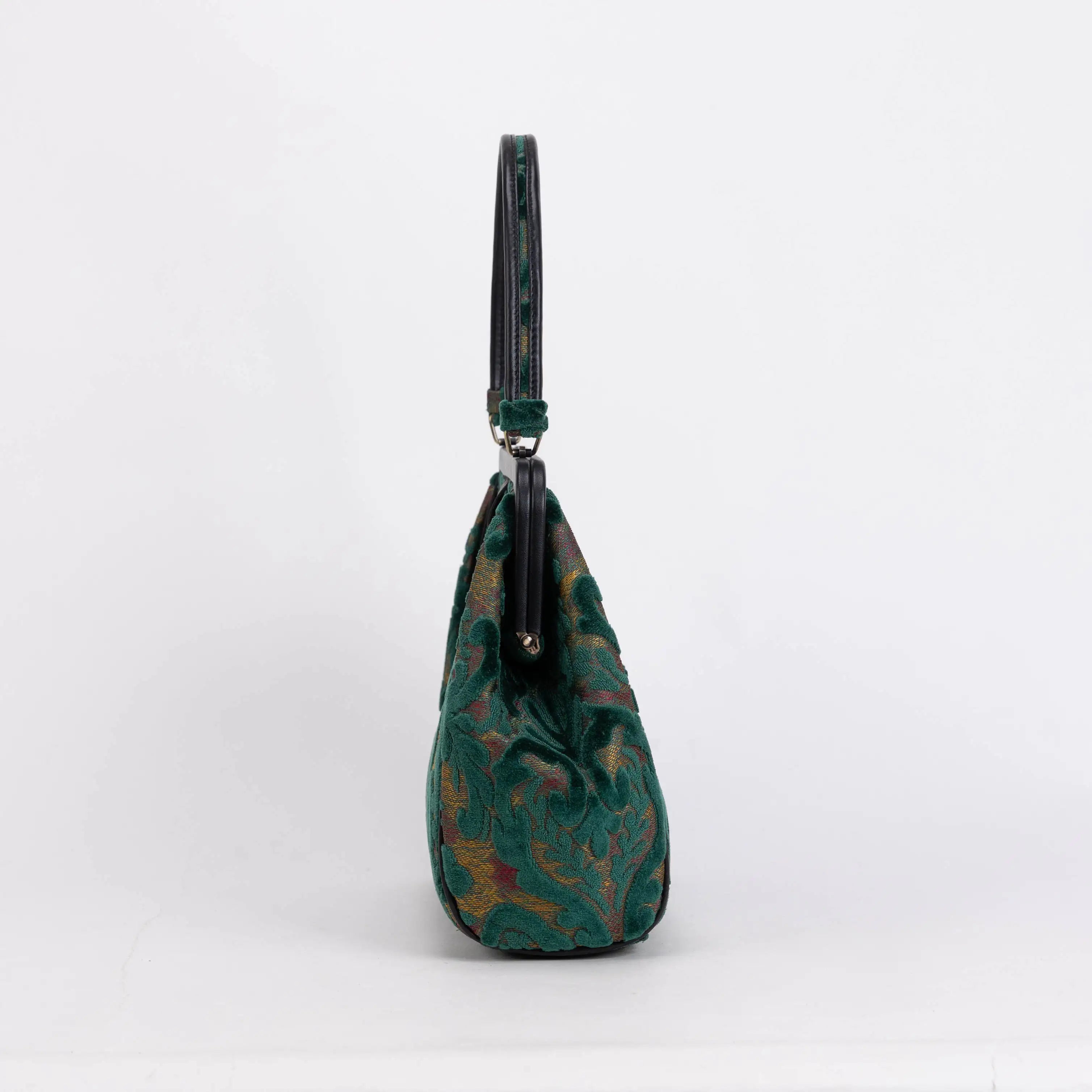 Burnout Velvet Jade Green Alma Shoulder Bag Carpet Bag of America side