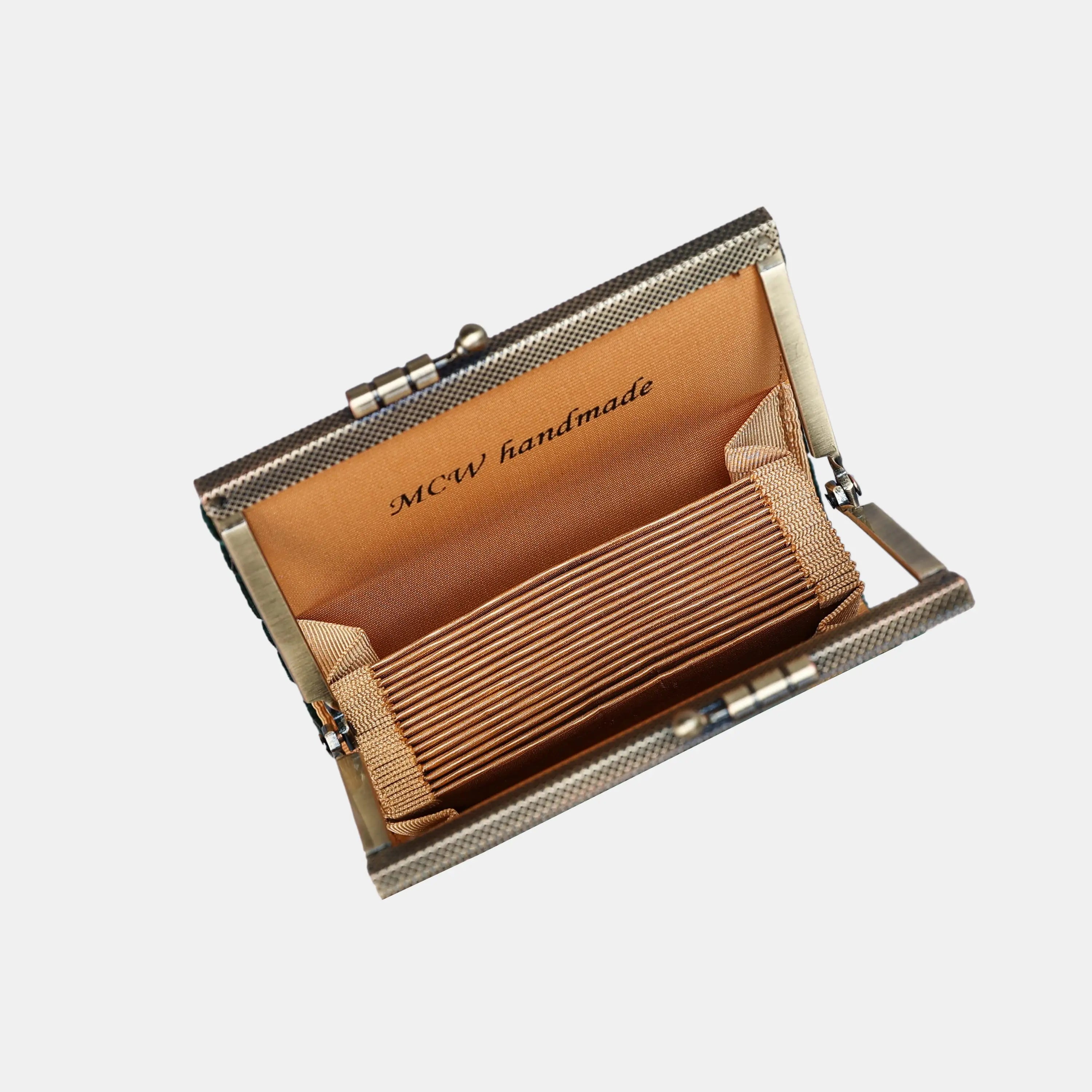 Damask Velvet Hunter Green Card Wallet of America 17 slots inside