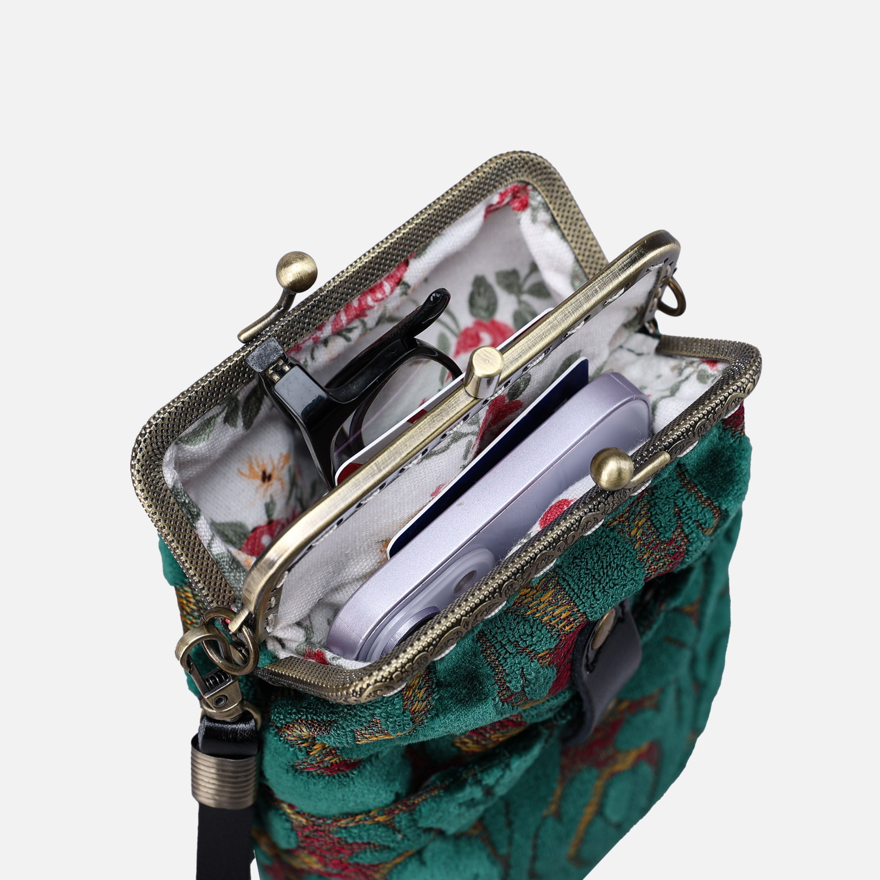 Burnout Velvet Jade Green Carpet Phone Case Carpetbag of America opening