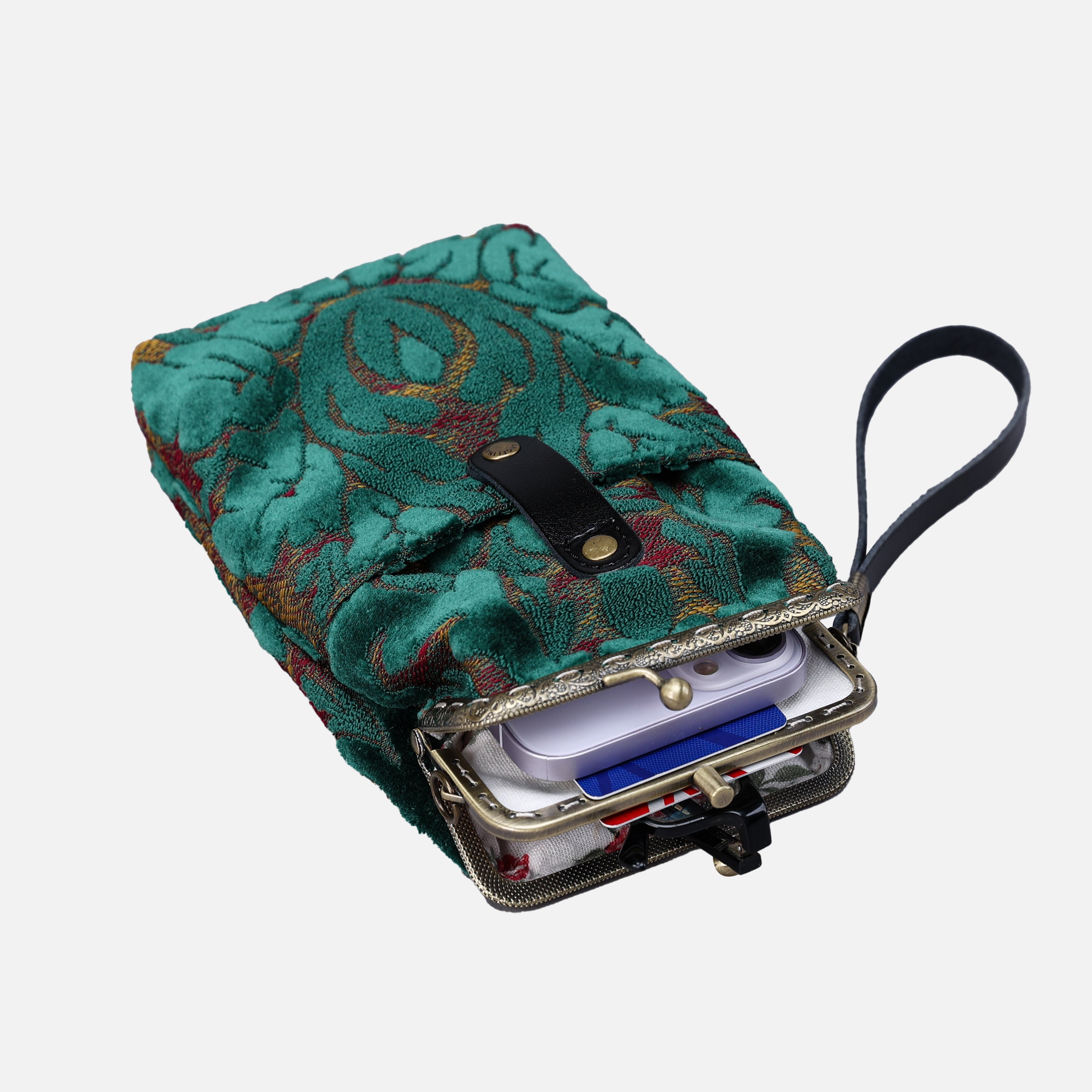 Burnout Velvet Jade Green Carpet Phone Case Carpetbag of America in use