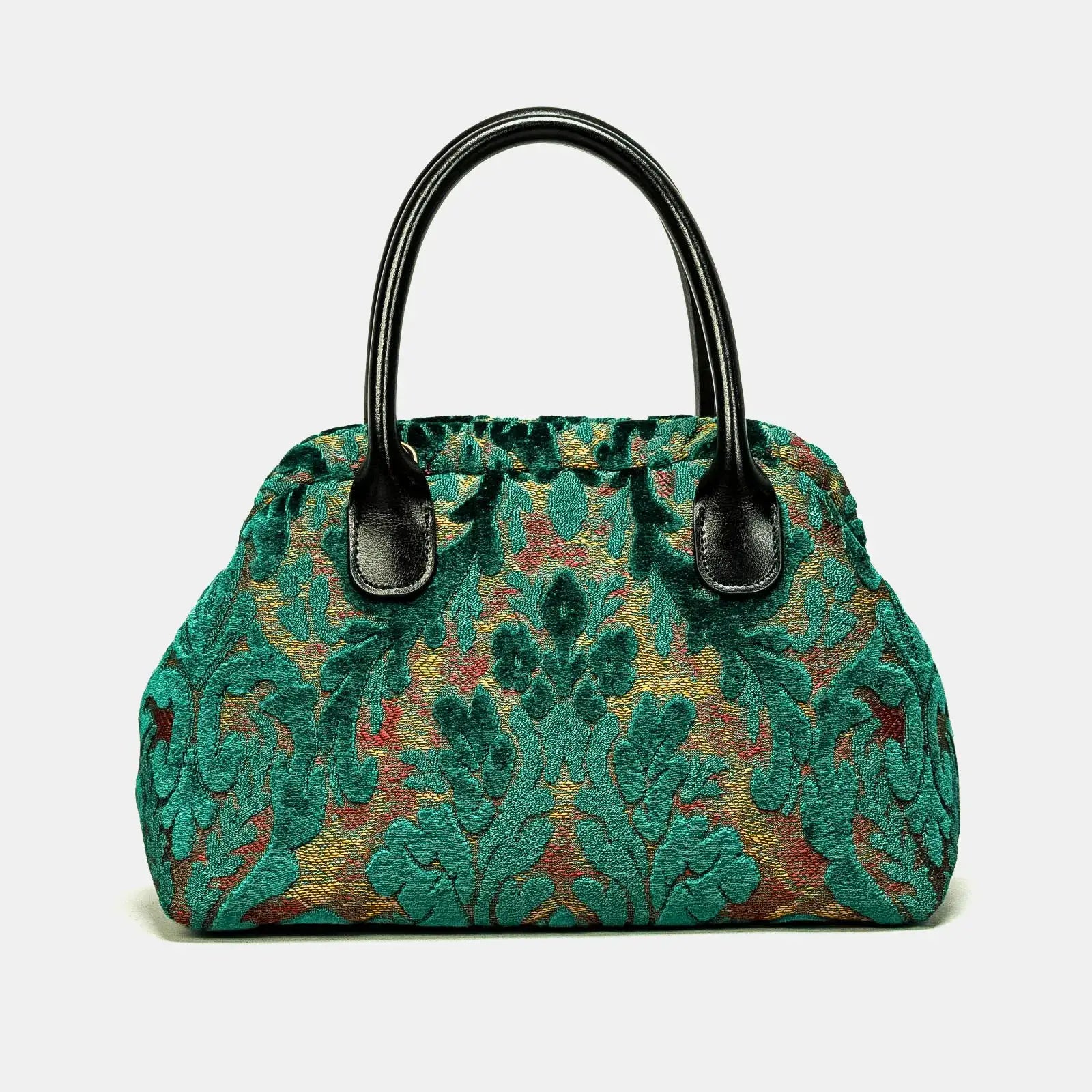 Burnout Velvet Jade Green Carpet Satchel Carpetbag of America main