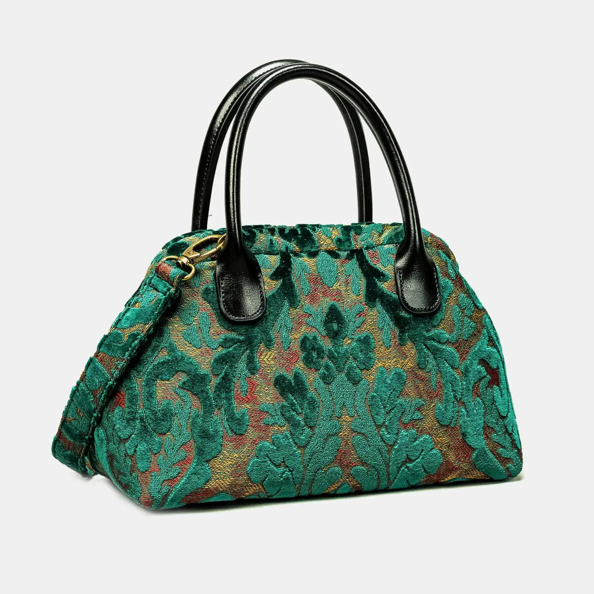 Burnout Velvet Jade Green Carpet Satchel of America front