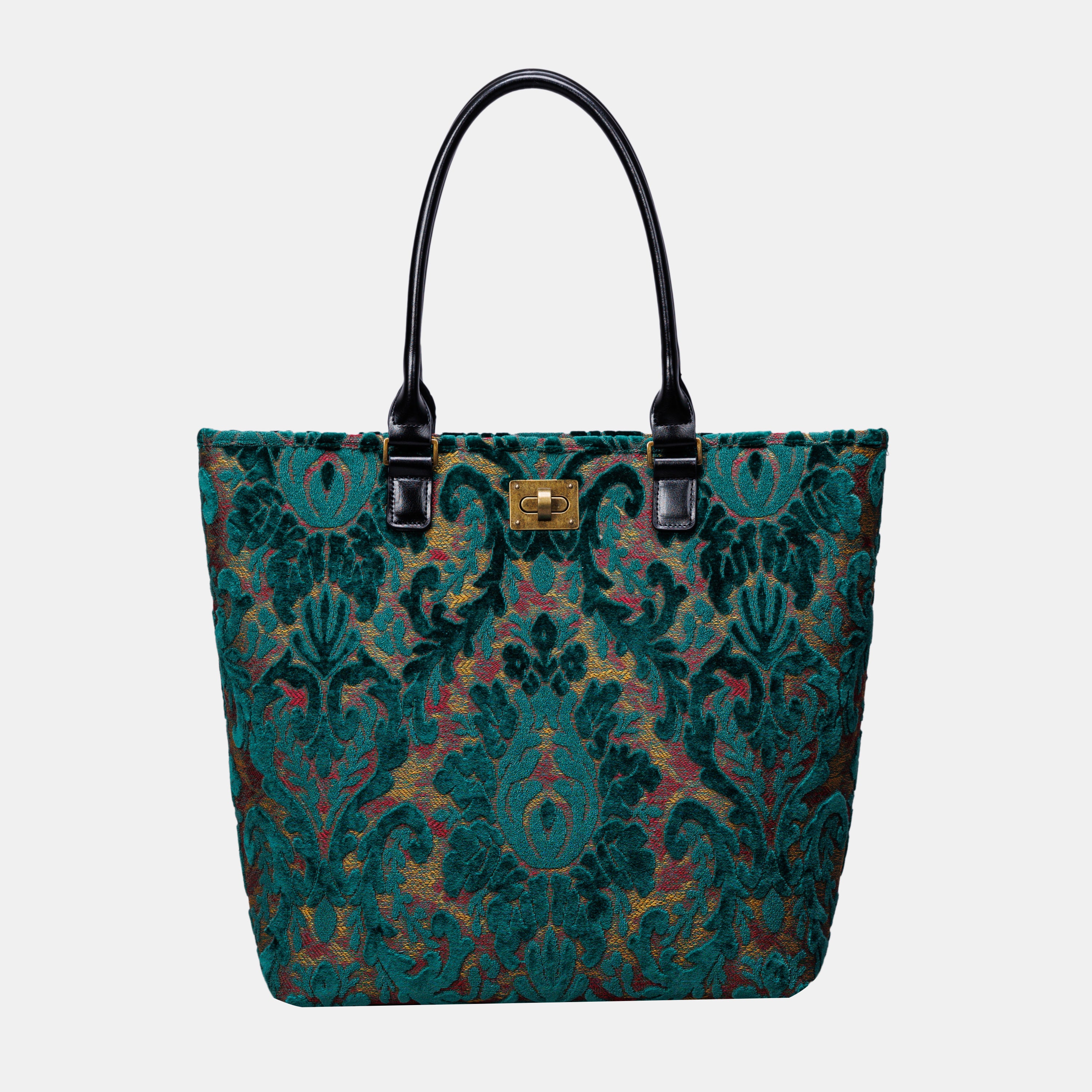 Burnout Velvet Jade Green Carpet Tote Shopper carpet bag of America main