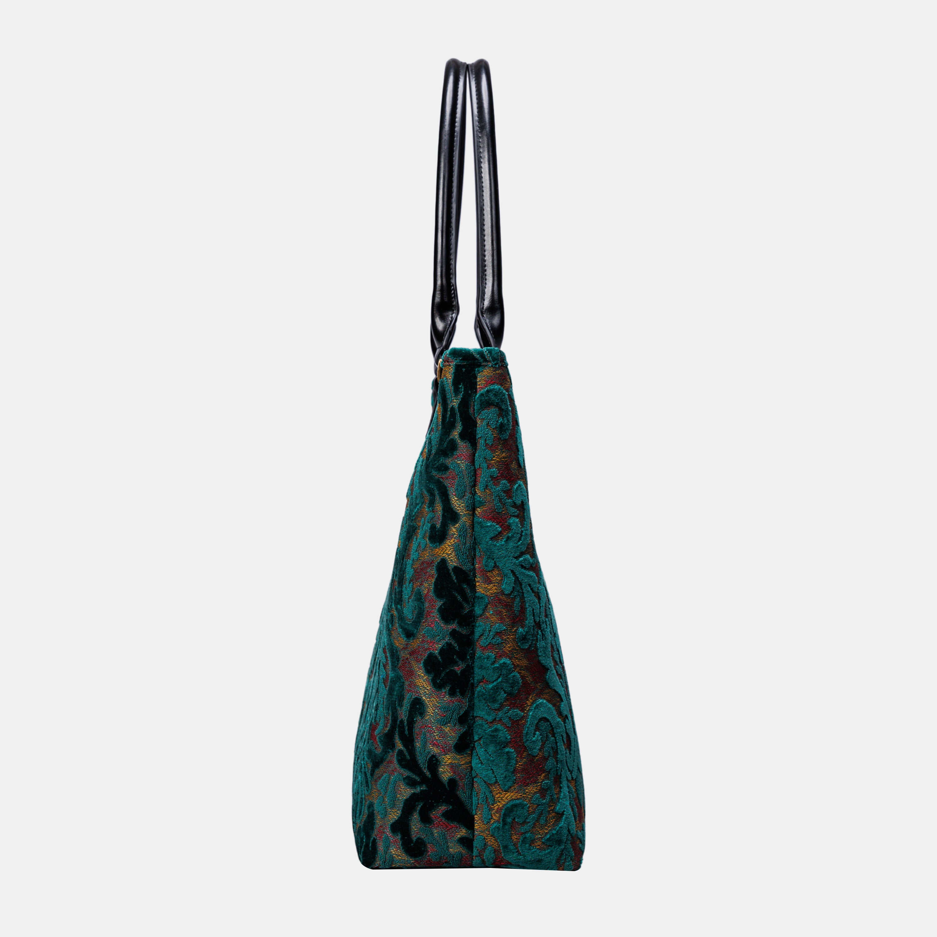 Burnout Velvet Jade Green Carpet Tote Shopper carpet bag of America side
