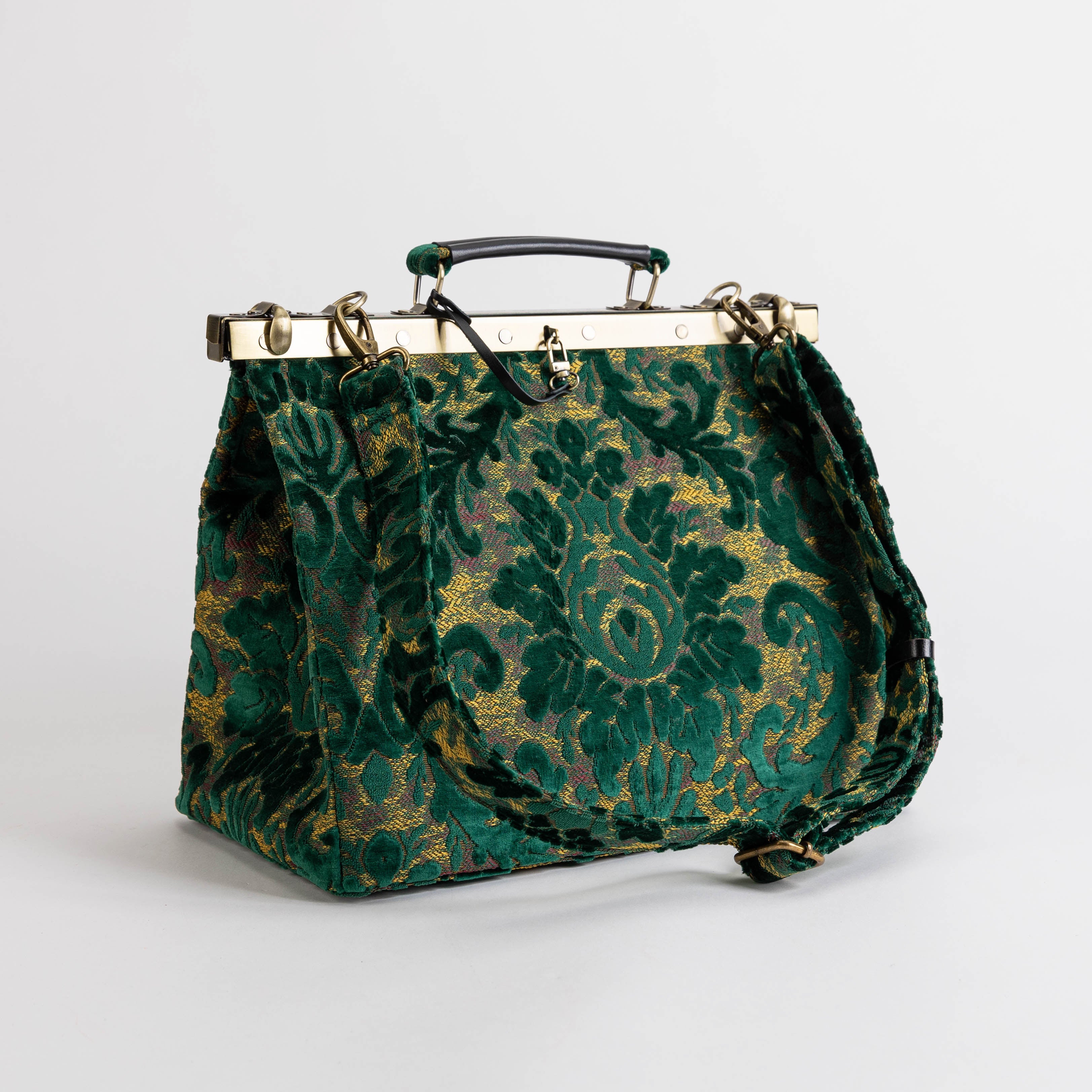 Burnout Velvet Jade Green Celine Carpet Gladstone Bag of America with shoulder strap