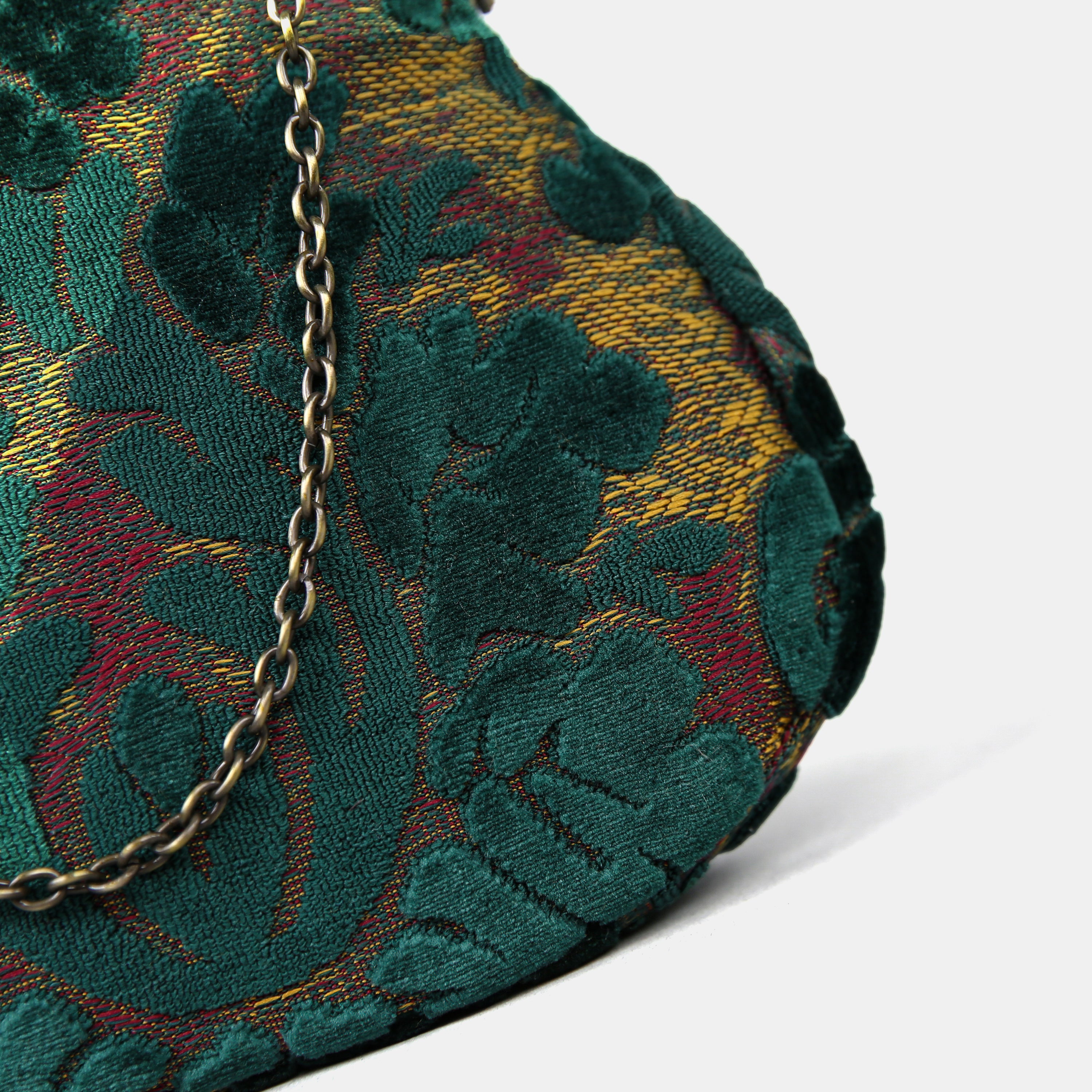 Burnout Velvet Jade Green Chatelaine Purse Large carpet bag of America material