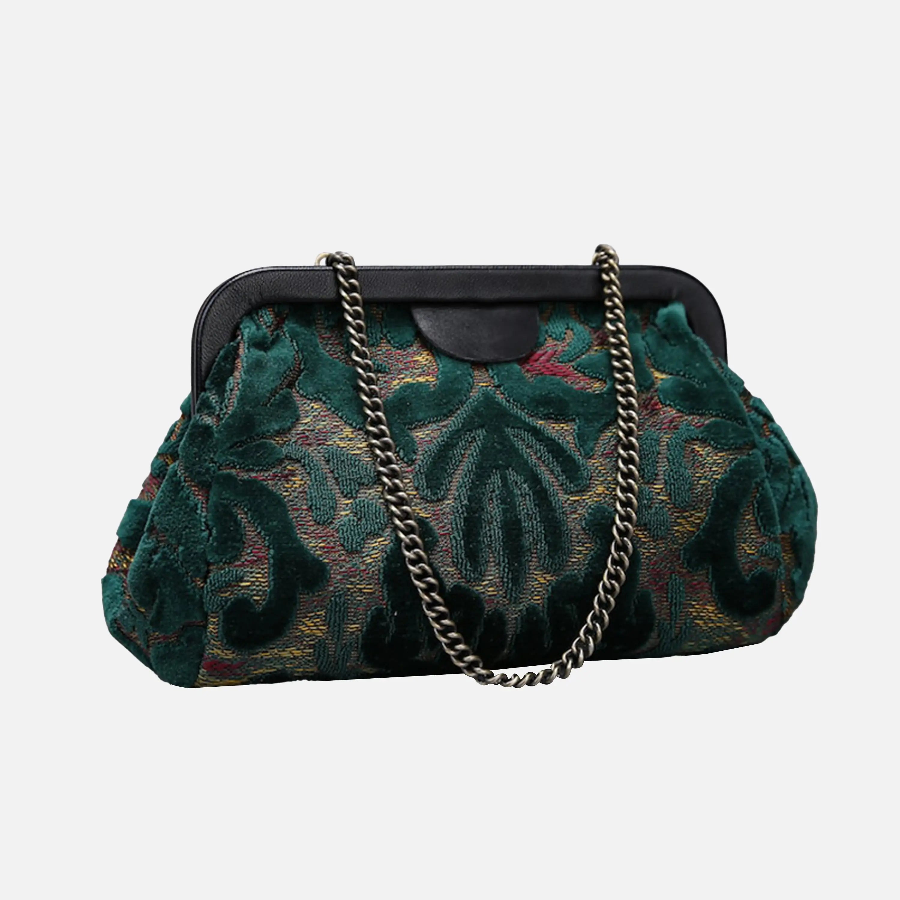 Burnout Velvet Jade Green Evening Bag Clutch carpet bag of America front
