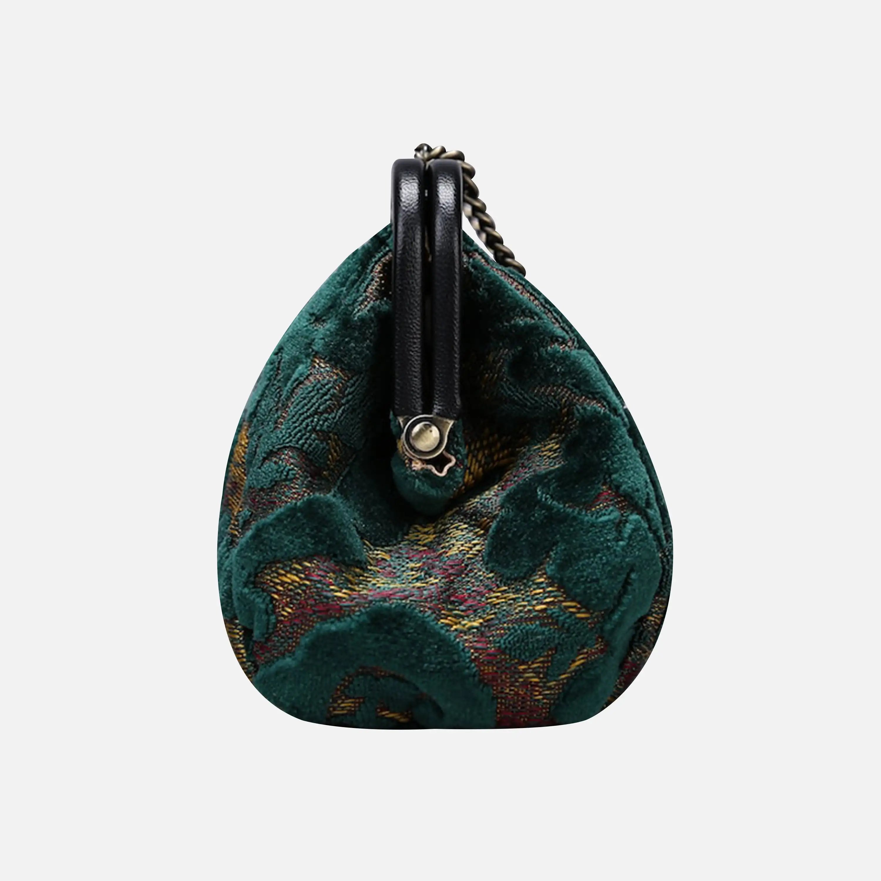 Burnout Velvet Jade Green Evening Bag Clutch carpet bag of America side