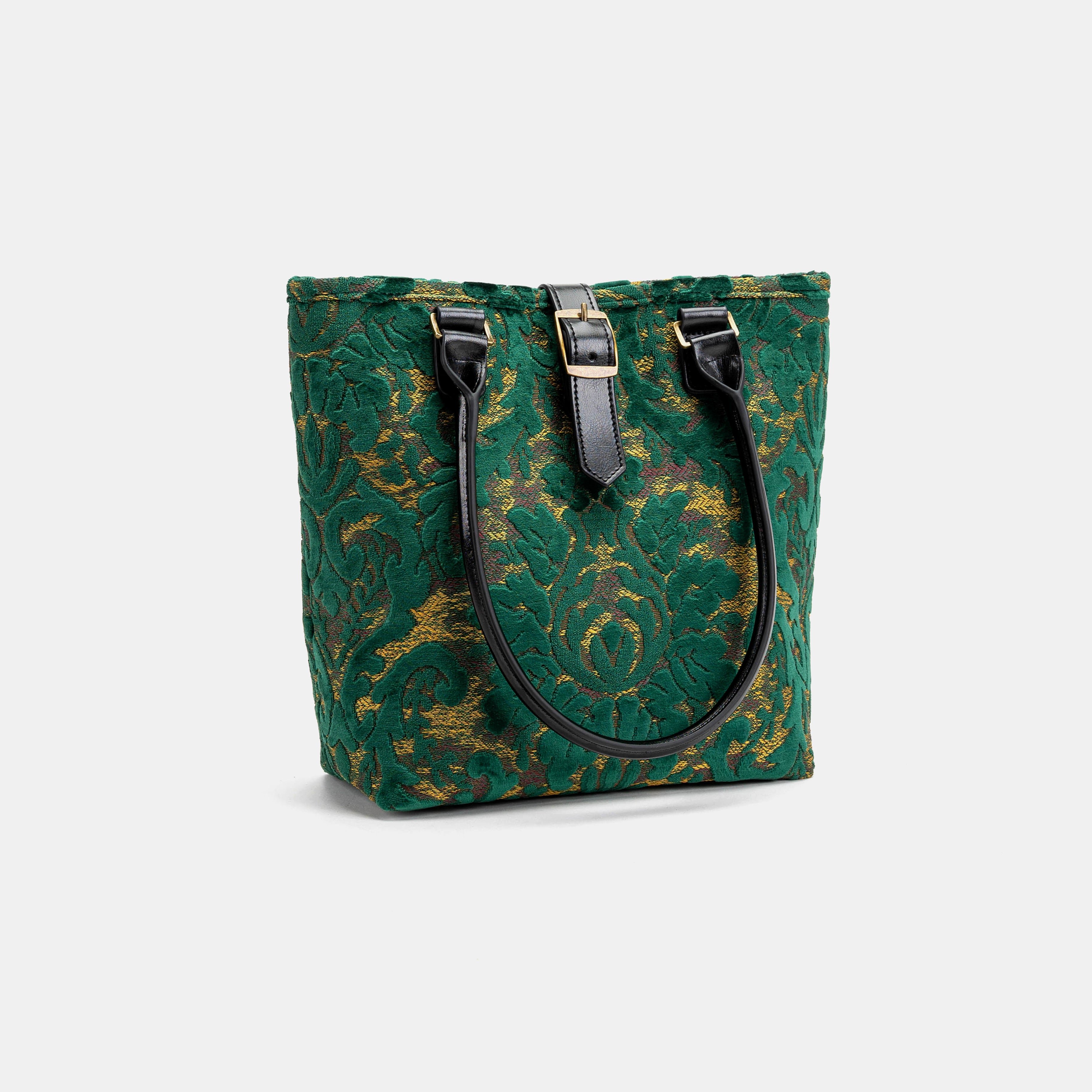Burnout Velvet Jade Green Everyday Tote Bag of America with shoulder strap