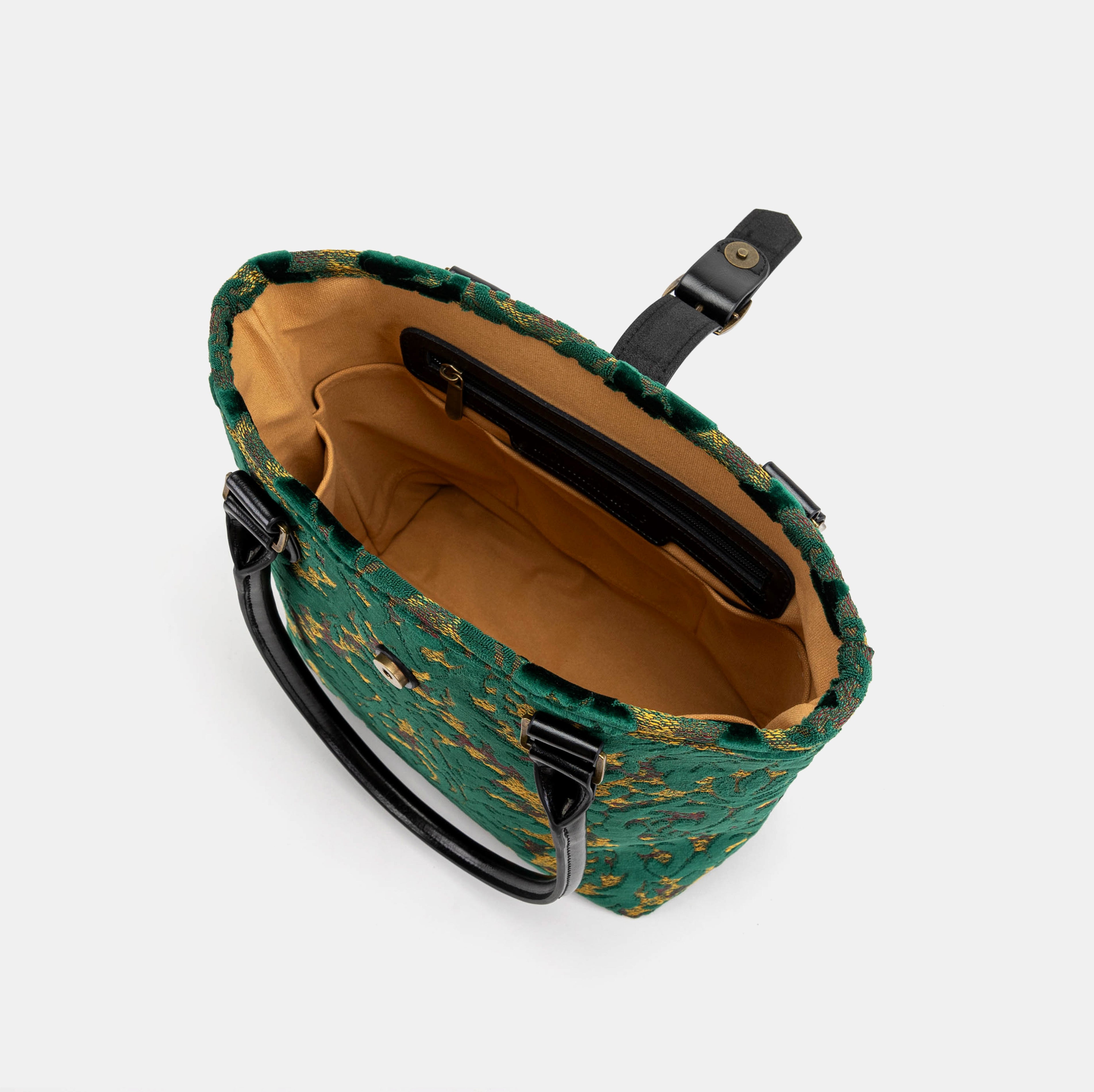 Burnout Velvet Jade Green Everyday Tote Bag of America inside