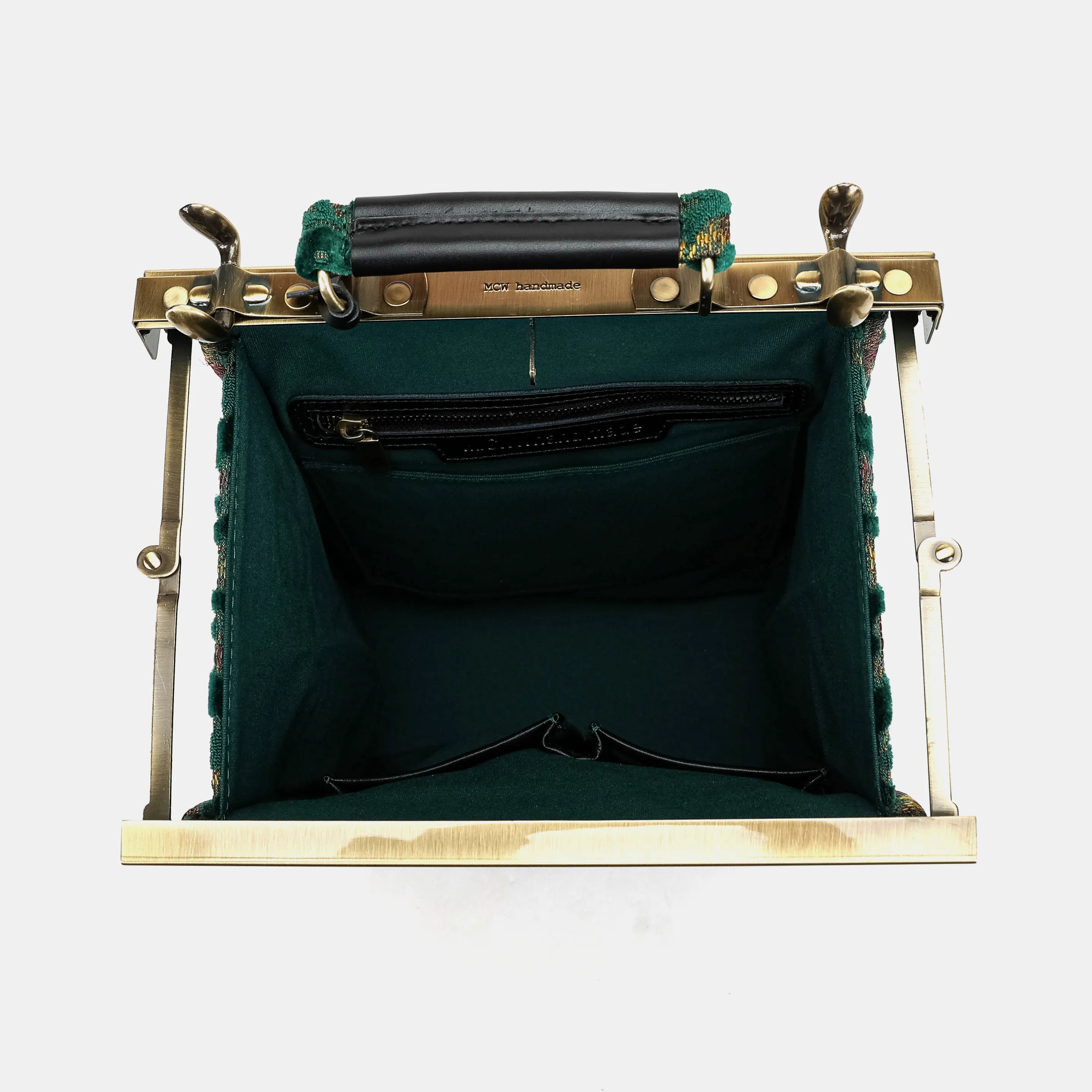 Burnout Velvet Jade Green Helena Carpet Gladstone Backpack of America inside