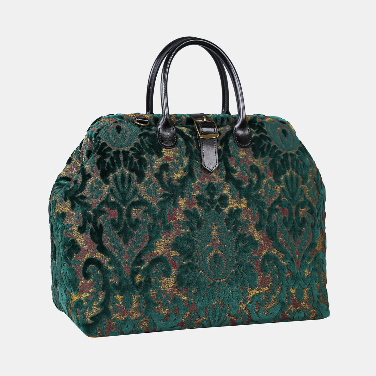 Burnout Velvet Jade Green Carpet Handbag Weekender front