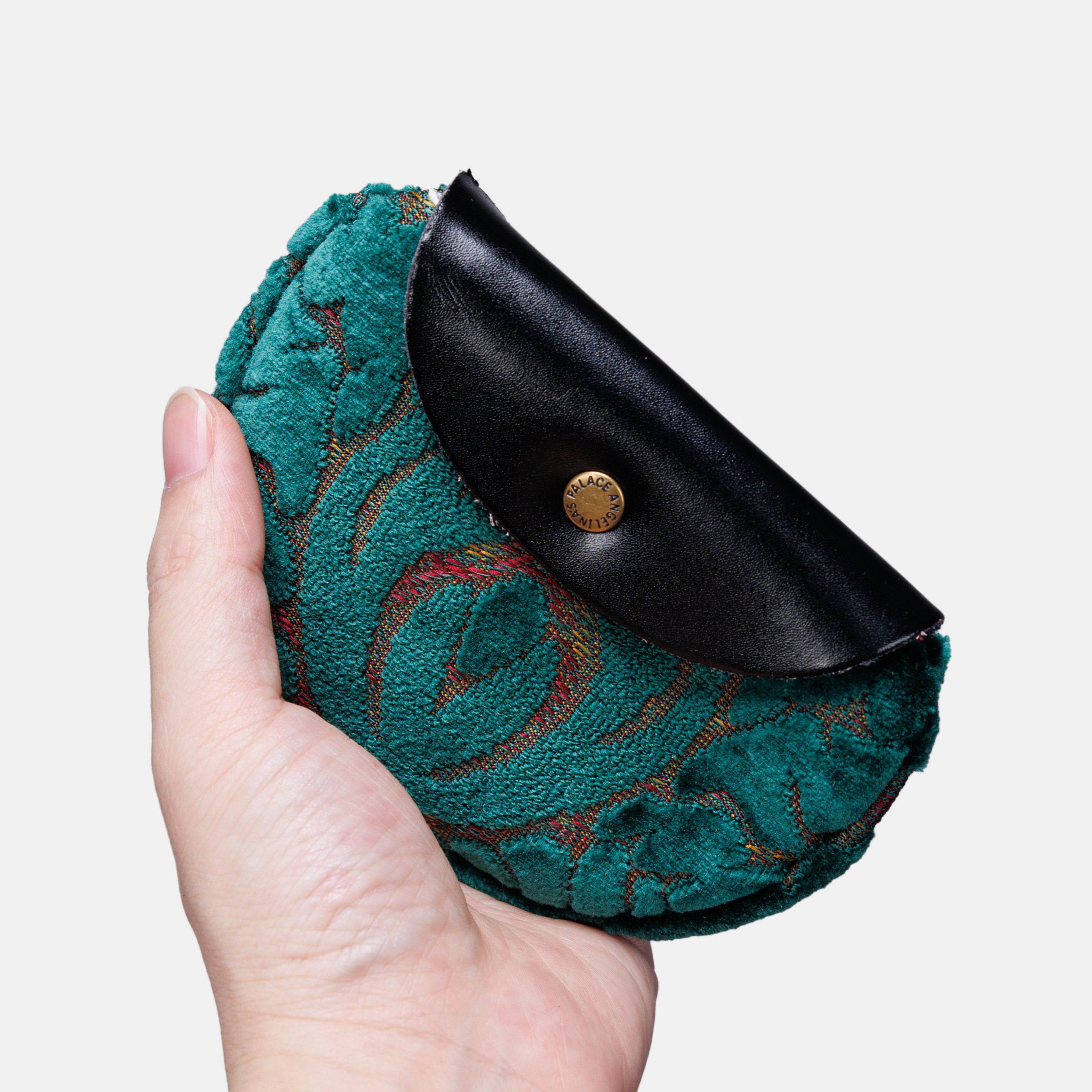 Burnout Velvet Jade Green Flap Coin Purse of America main