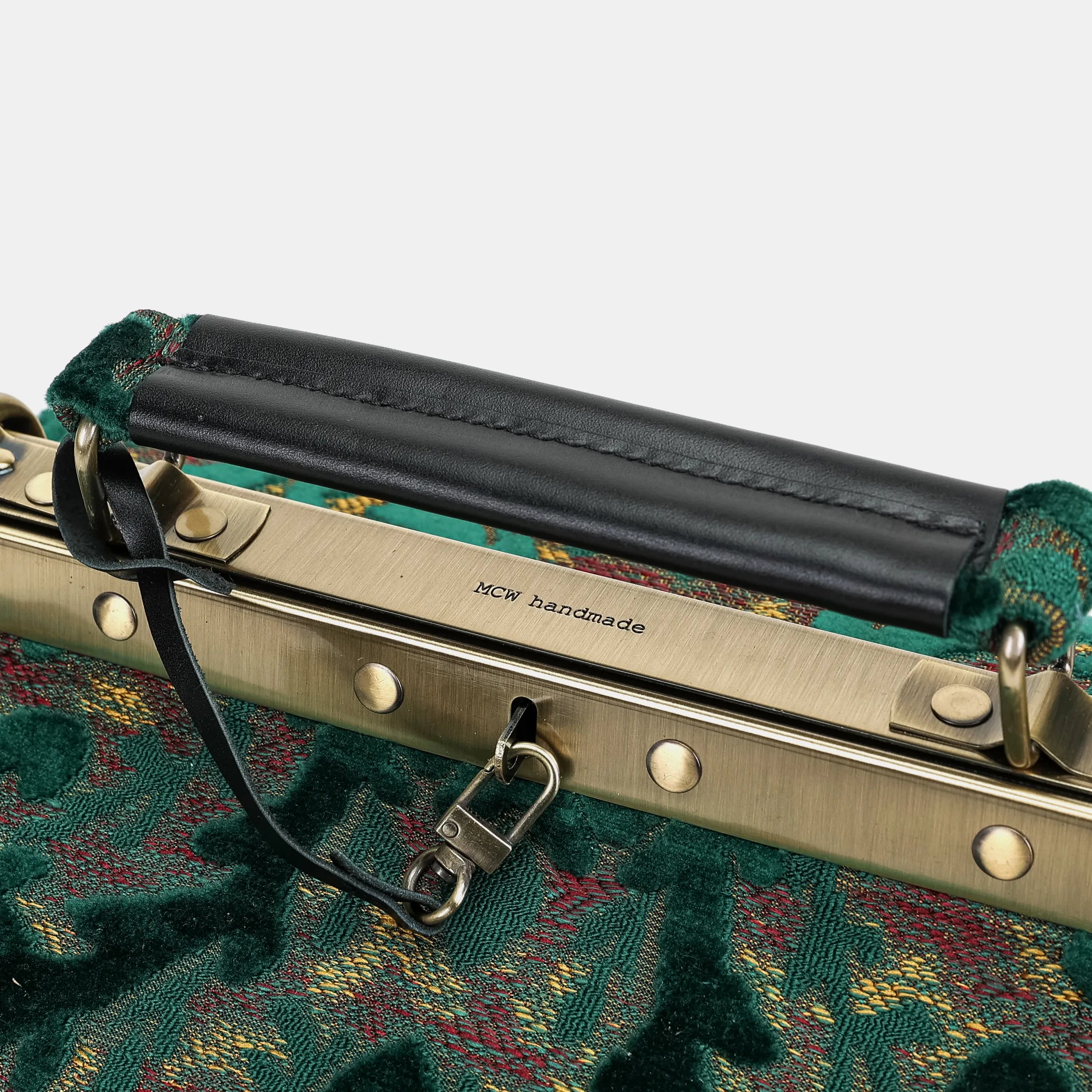 Burnout Velvet Jade Green Vivienne Carpet Purse Gladstone Bag America logo