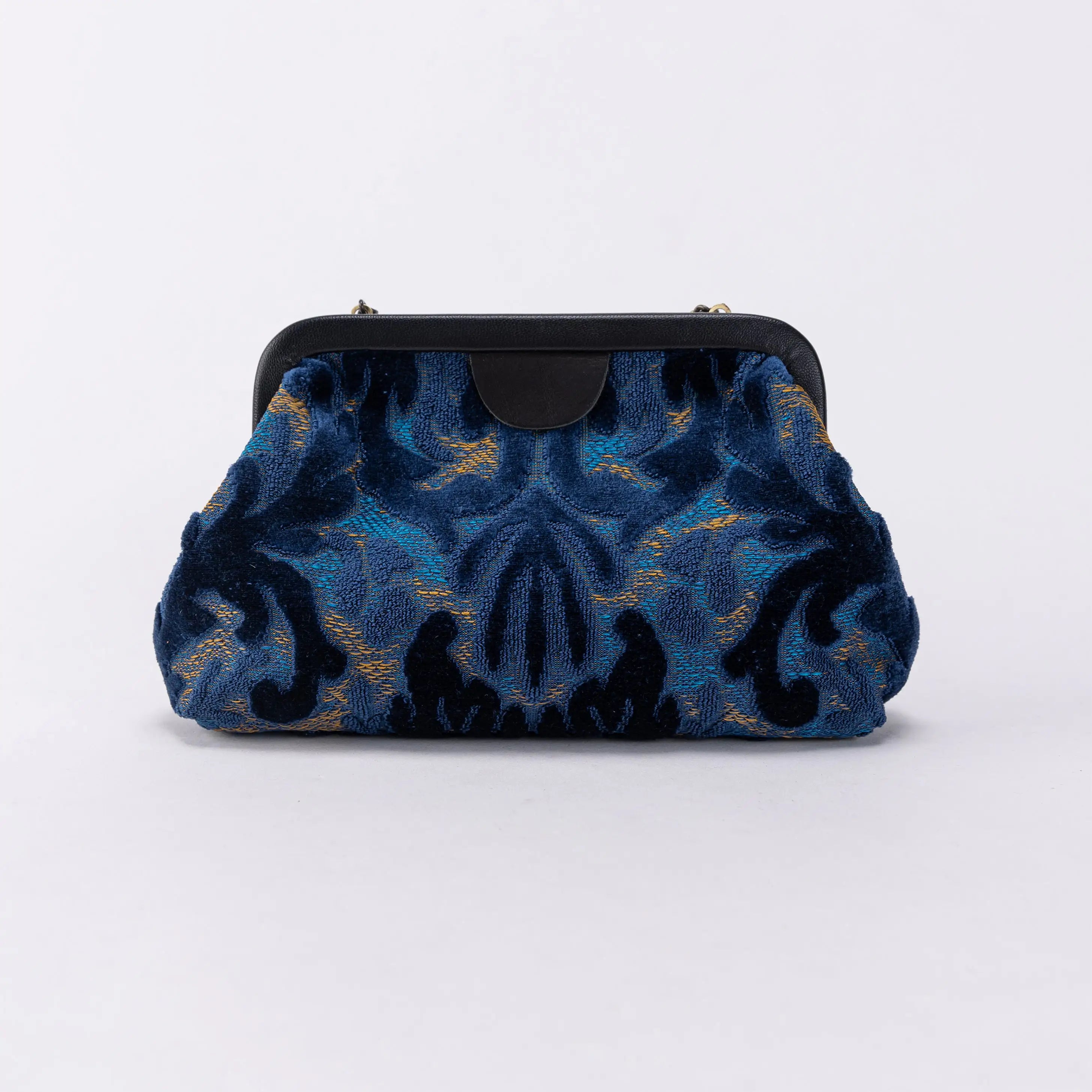 Burnout Velvet Navy Alma Evening Clutch Bag back