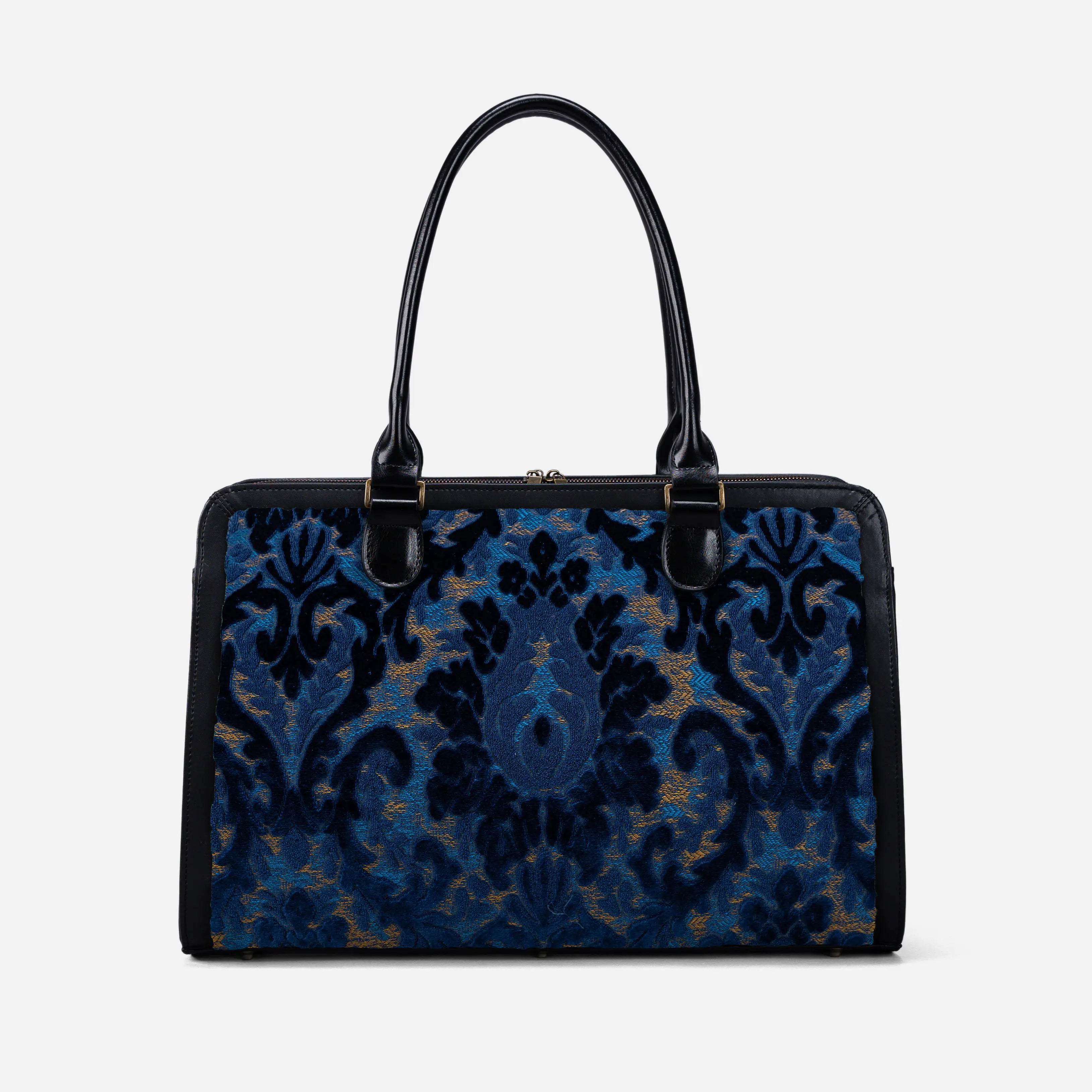 Burnout Velvet Navy Business Tote of America front