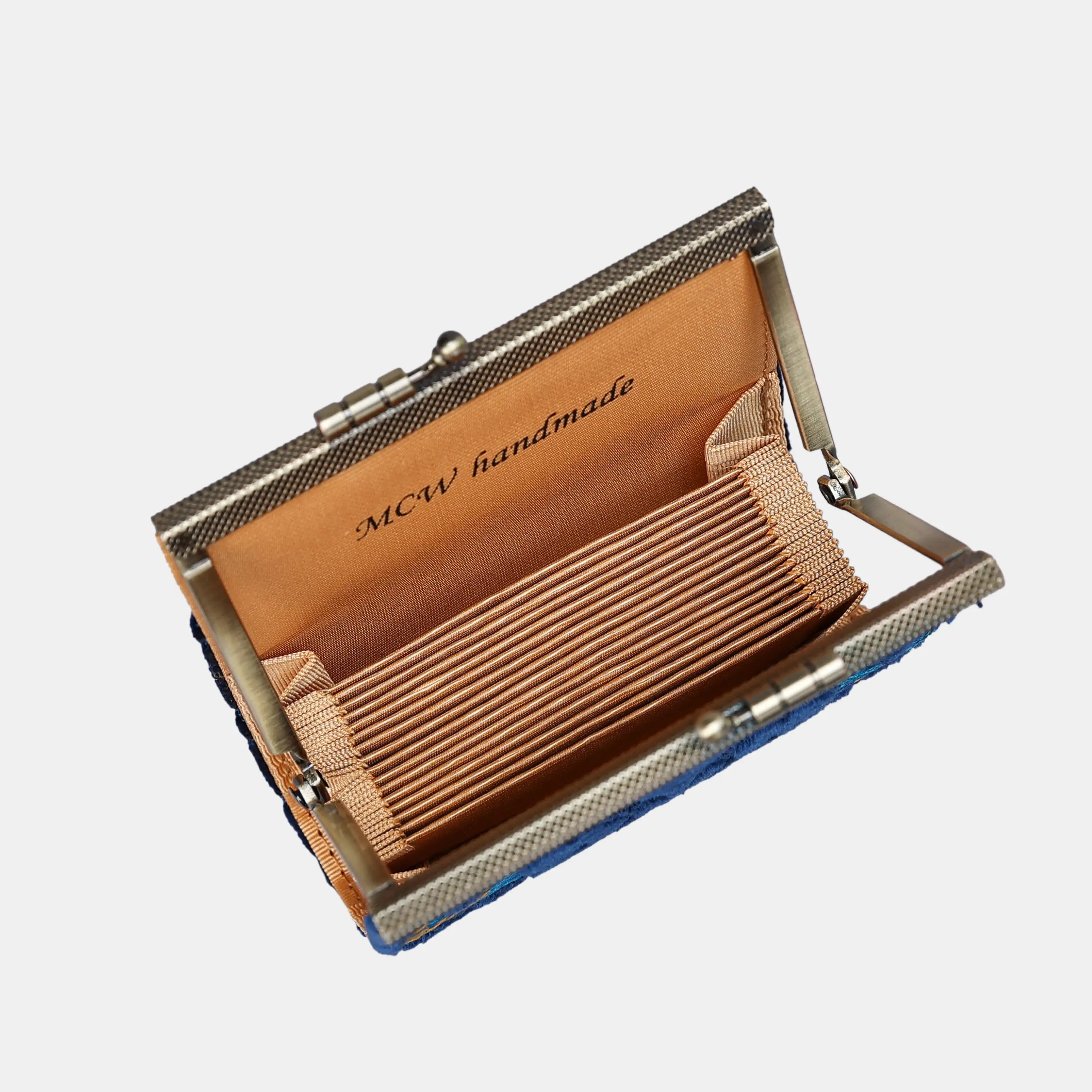 Damask Velvet Royal Blue Card Wallet of America 17 slots inside