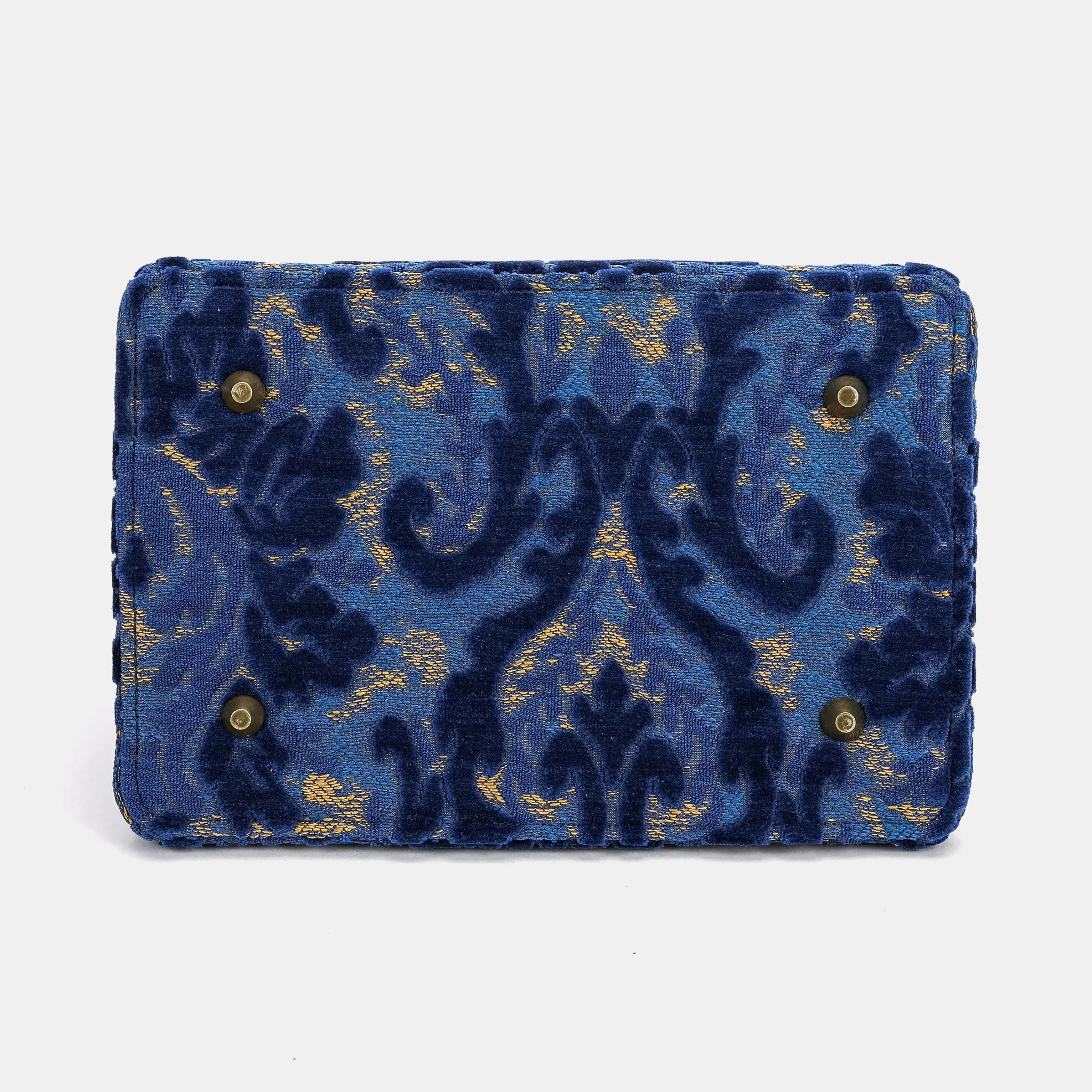 Burnout velvet Navy Cecile Carpet Purse Gladstone Bag of America bottom