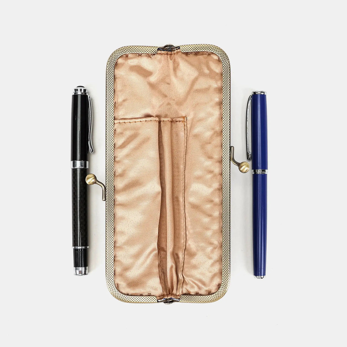 Burnout velvet Navy Duo Pen Case Carpetbag of America open