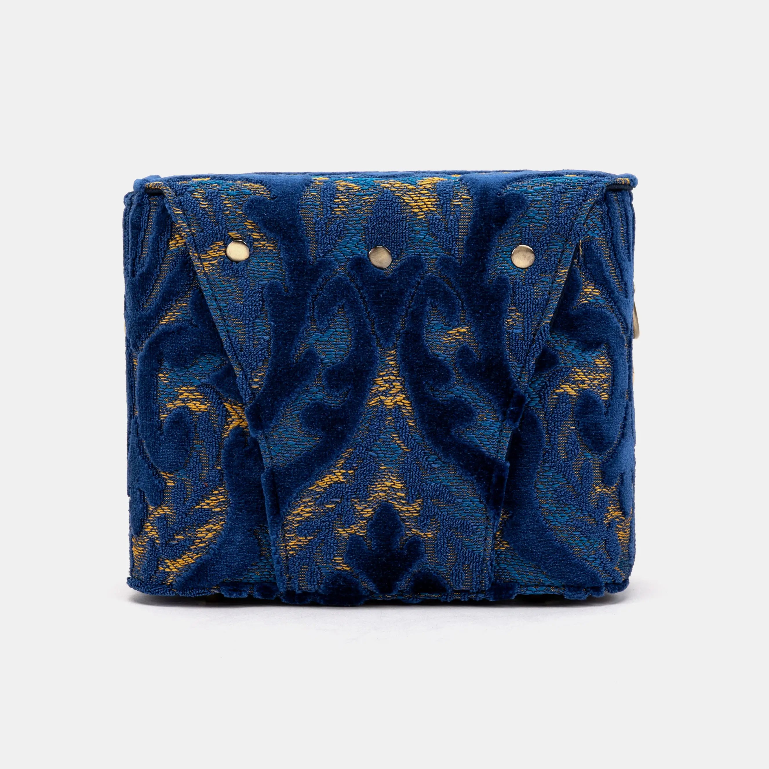 Burnout Velvet Navy Emma Small Train Case Crossbody of America back