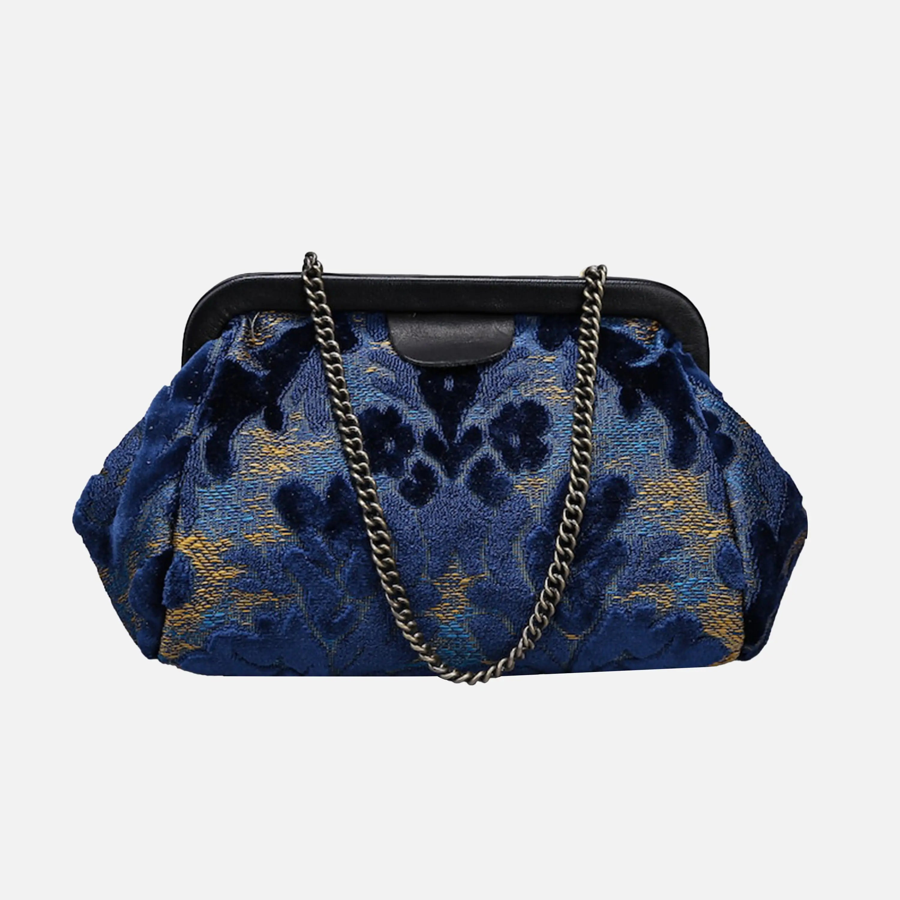 Burnout Velvet Navy Evening Bag Clutch carpet bag of America main