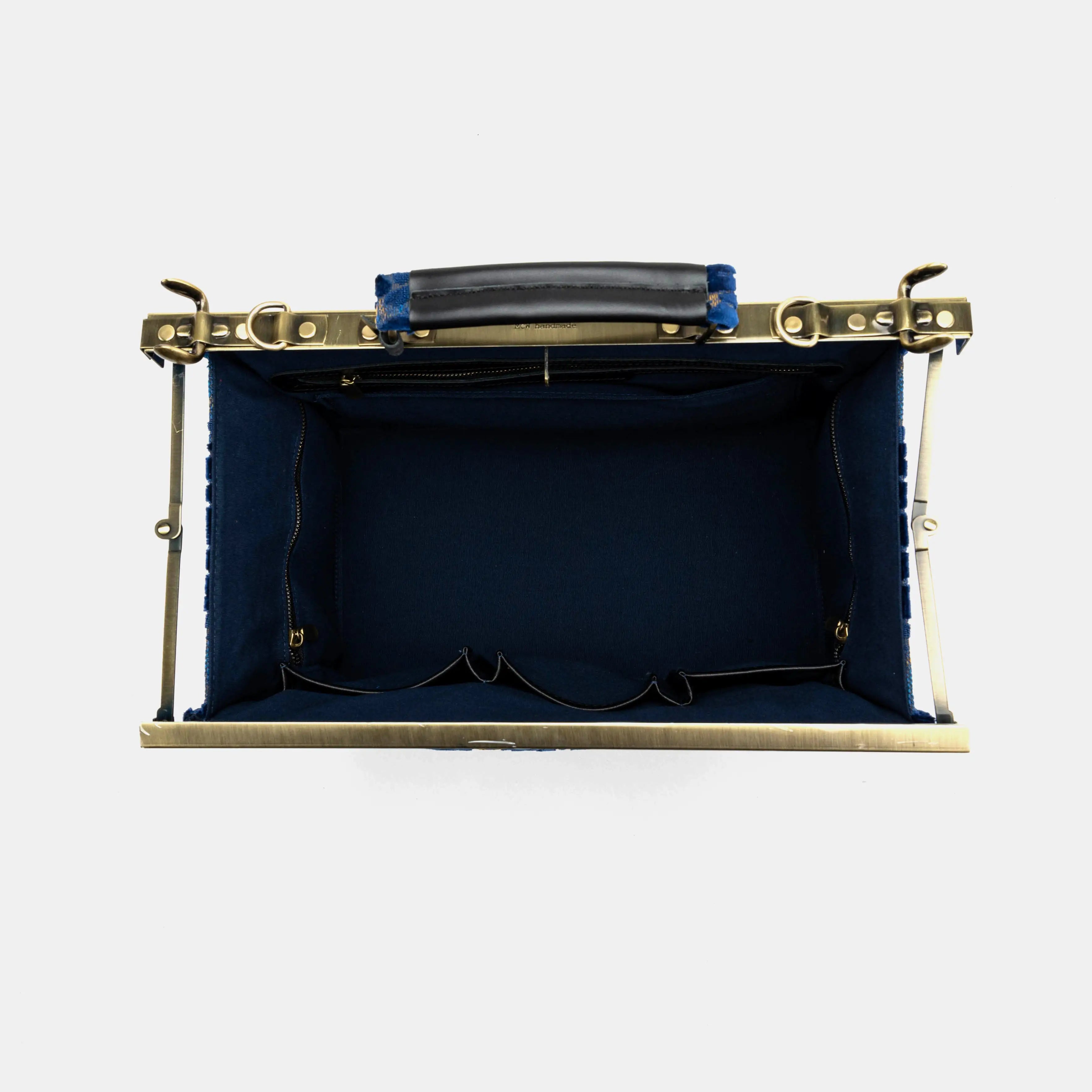 Burnout Velvet Navy Genevieve Carpet Gladstone Bag of America inside