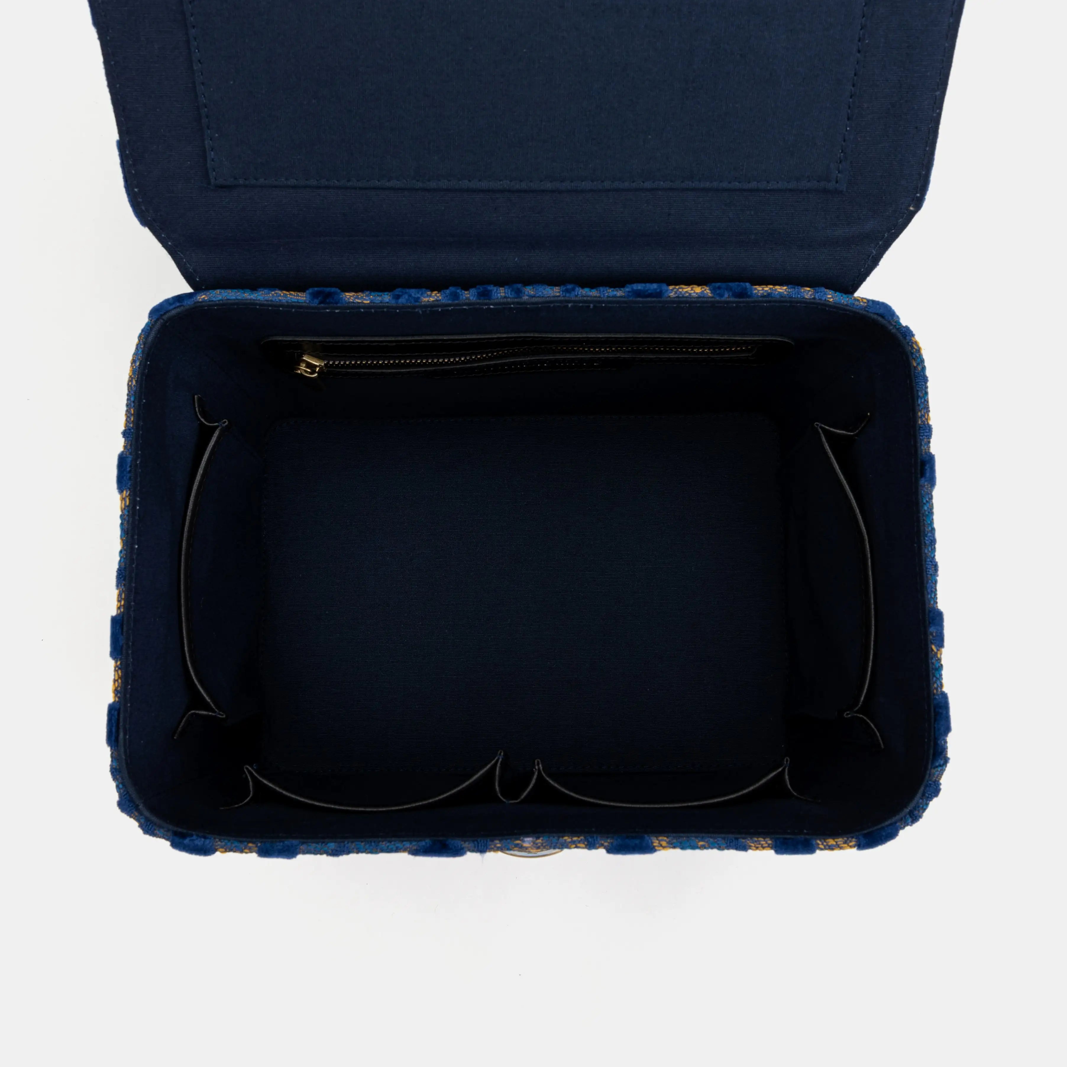 Burnout Velvet Navy Josephine Large Train Case inside