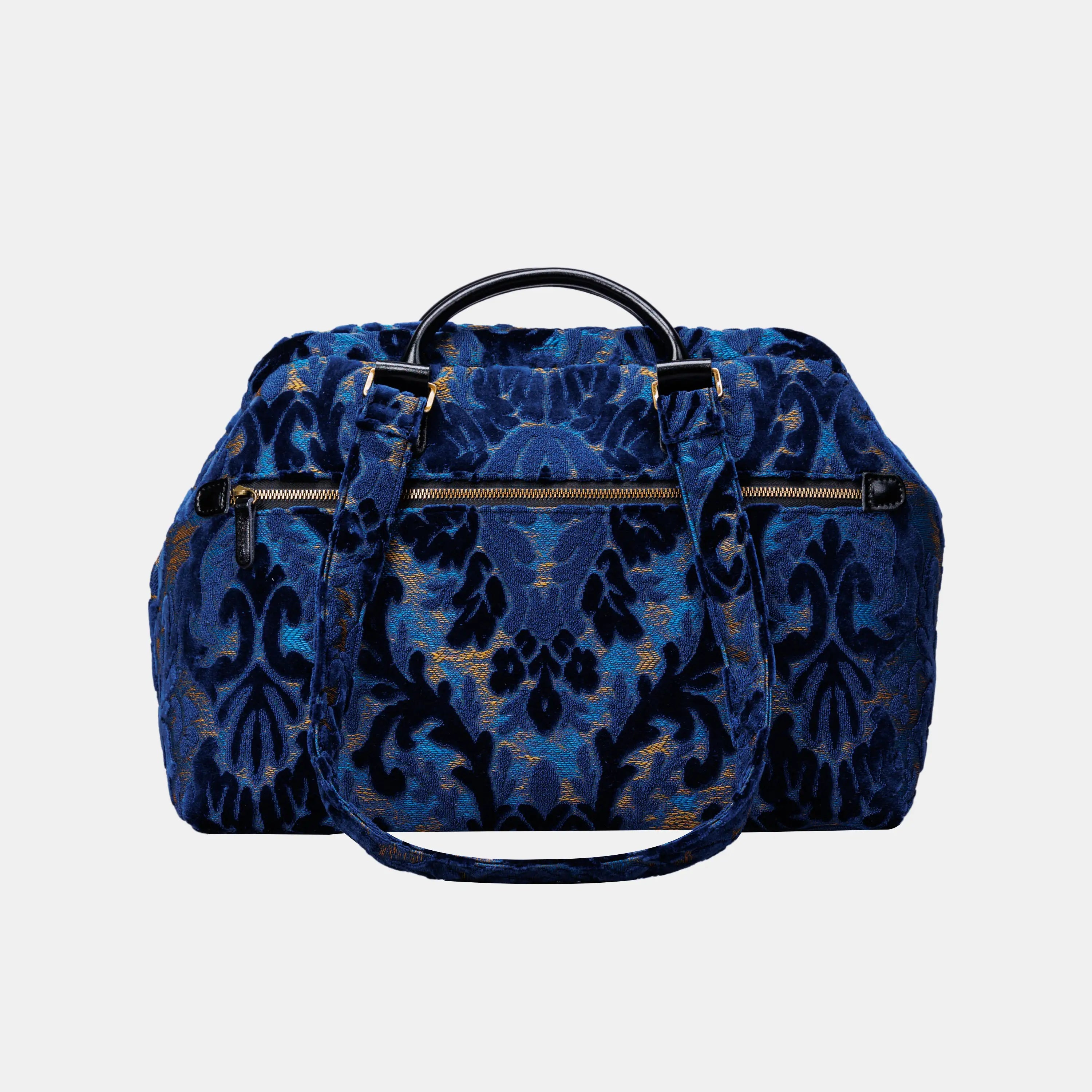 Burnout Velvet Navy Knitting Project Bag of America-back