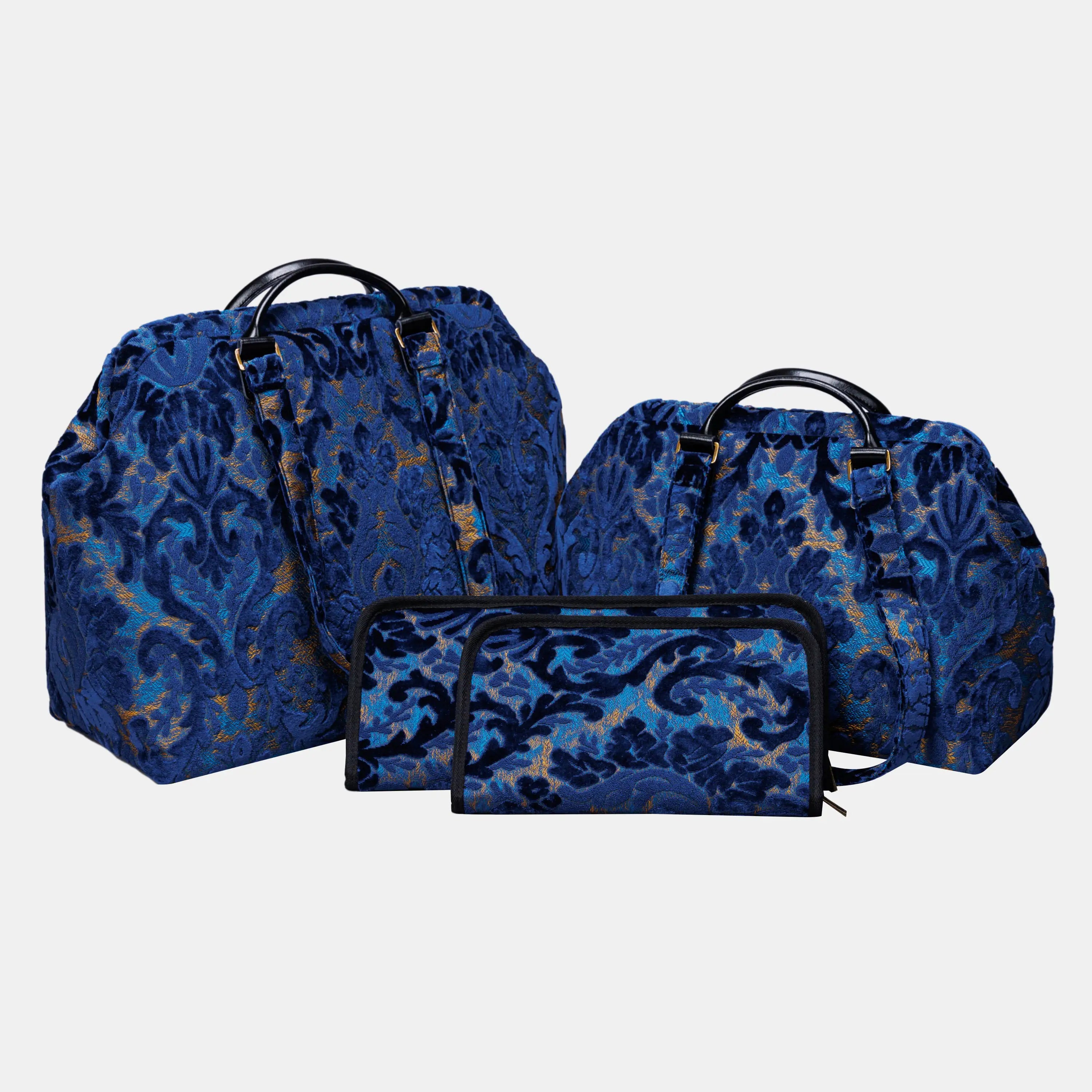 Burnout Velvet Navy Knitting Project Bag of America-main