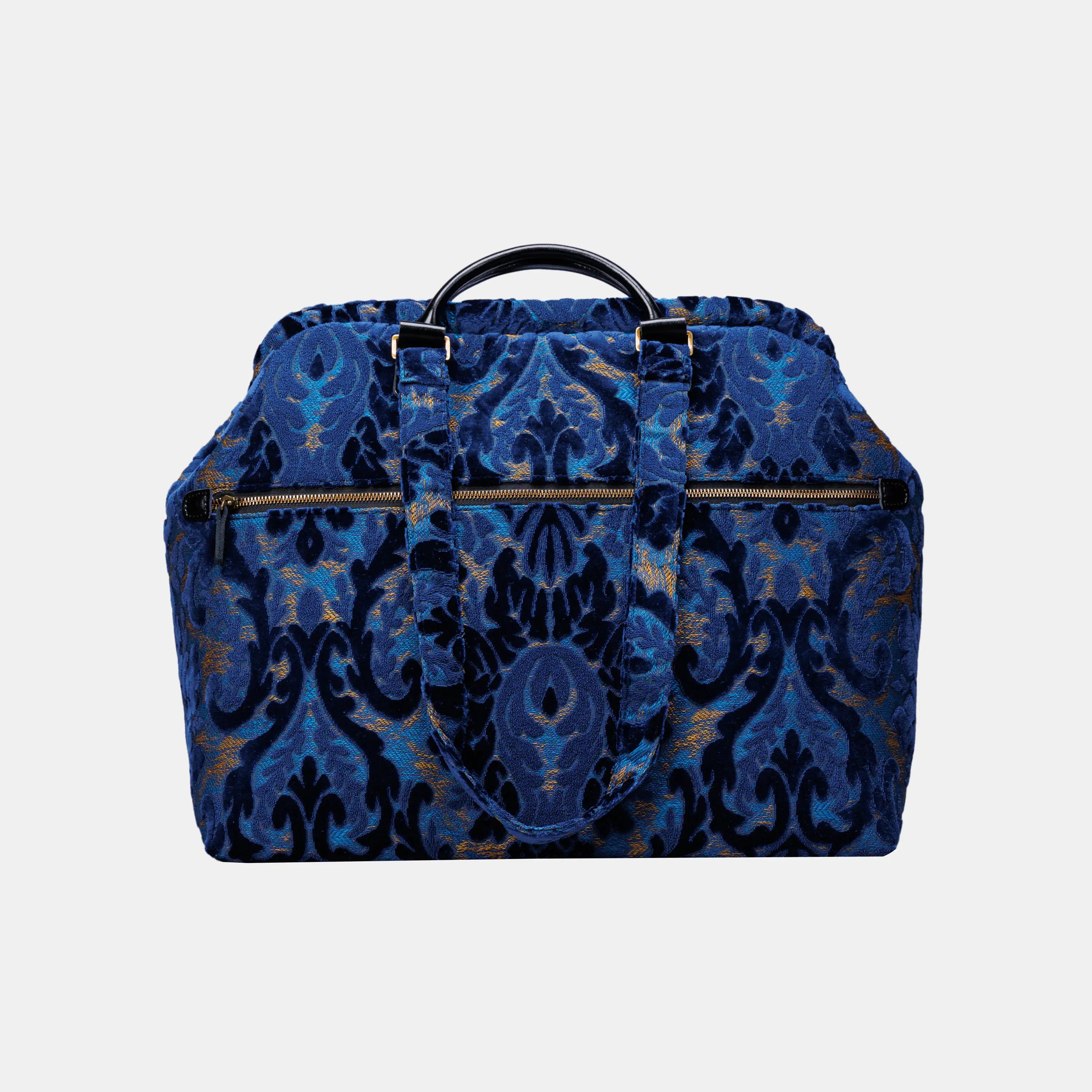 Burnout Velvet Navy Knitting Project Bag of America back