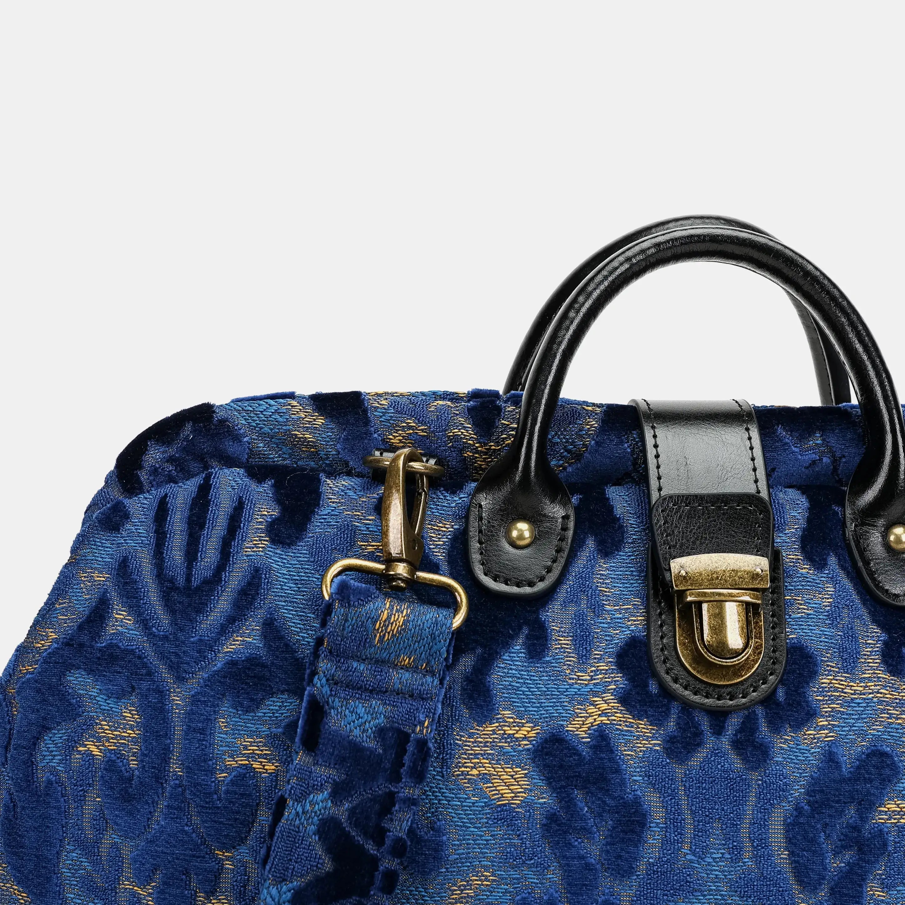 Burnout Velvet Navy Laptop Work Bag of America detail