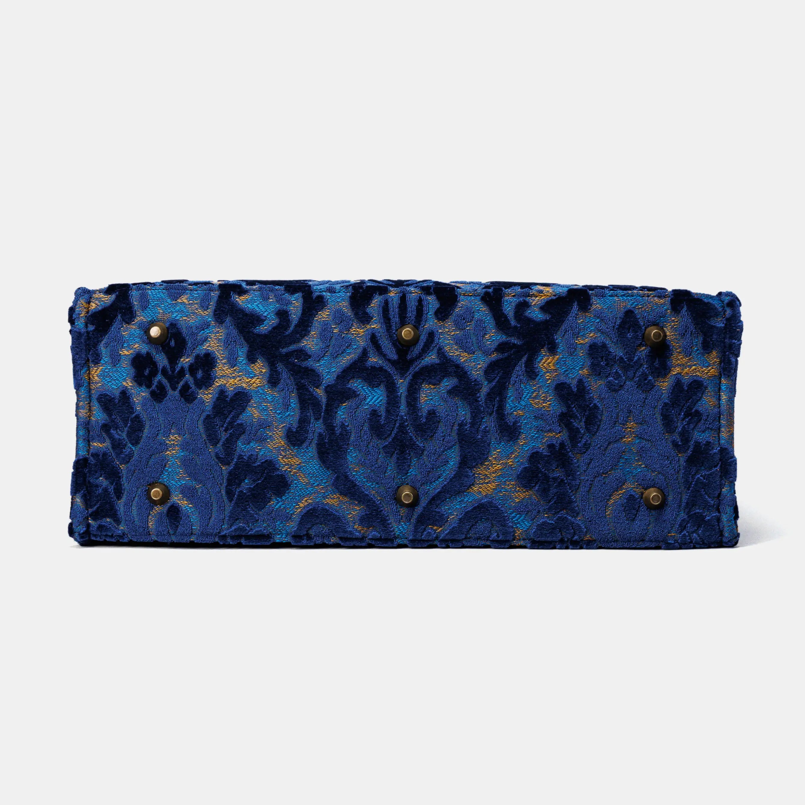 Burnout Velvet Navy Laptop Work Tote of America bottom