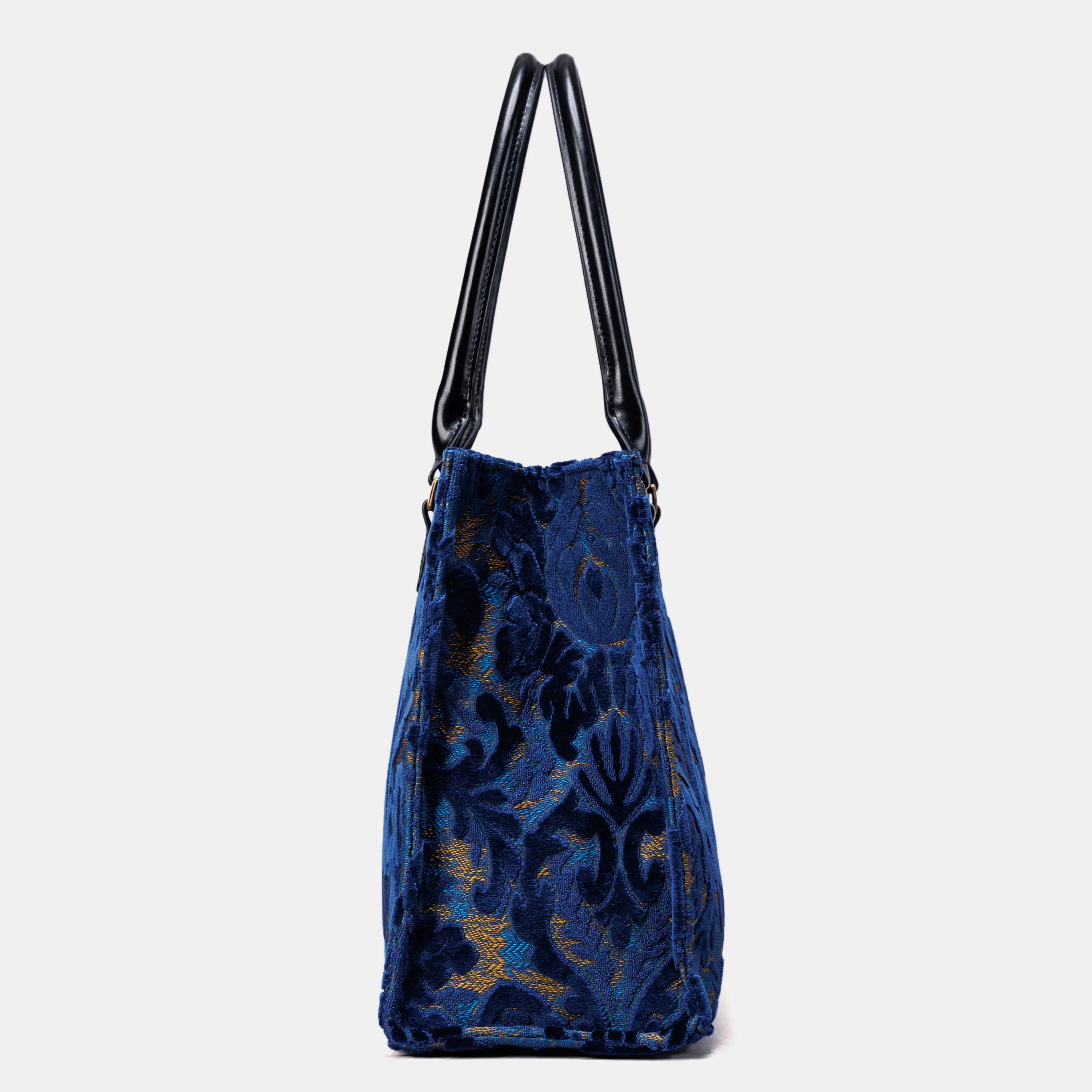 Burnout Velvet Navy Laptop Work Tote of America side