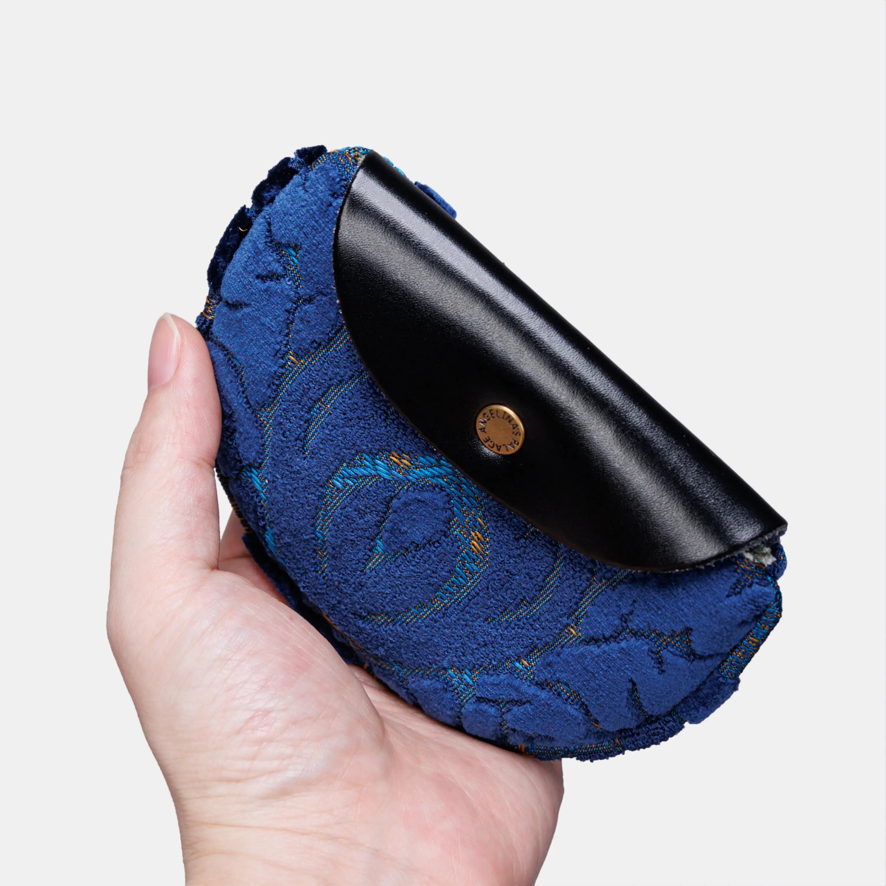 Burnout Velvet Navy Flap Coin Purse of America main