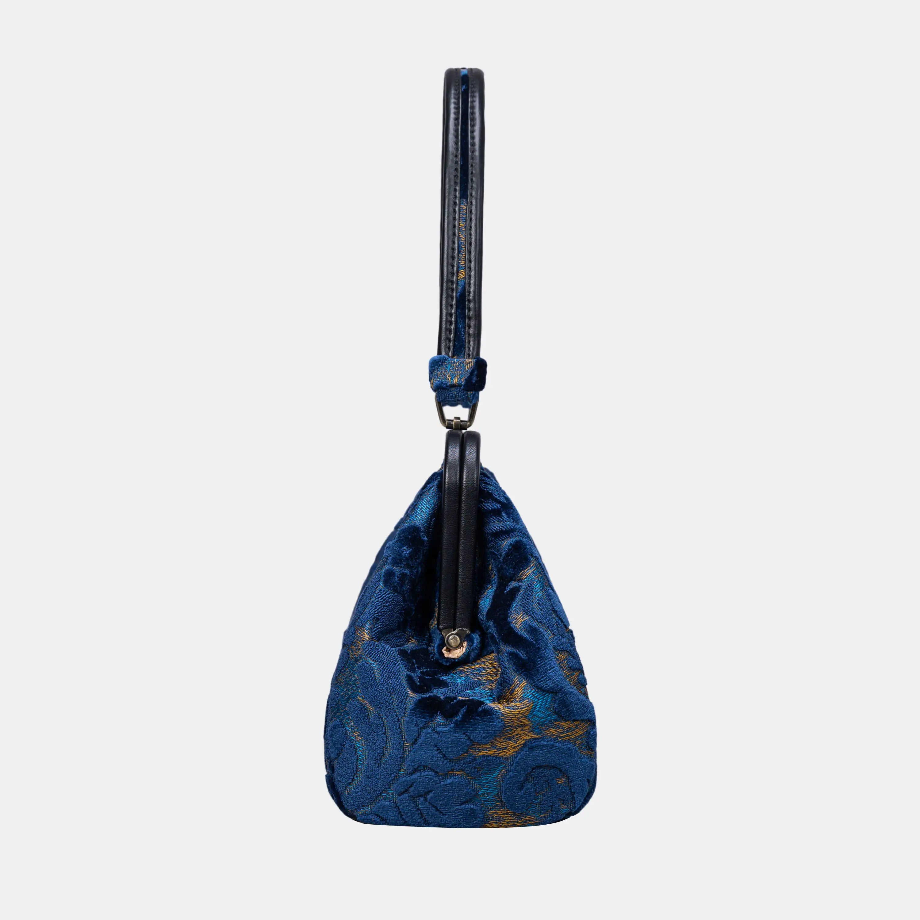 Burnout Velvet Navy Shoulder Bag side