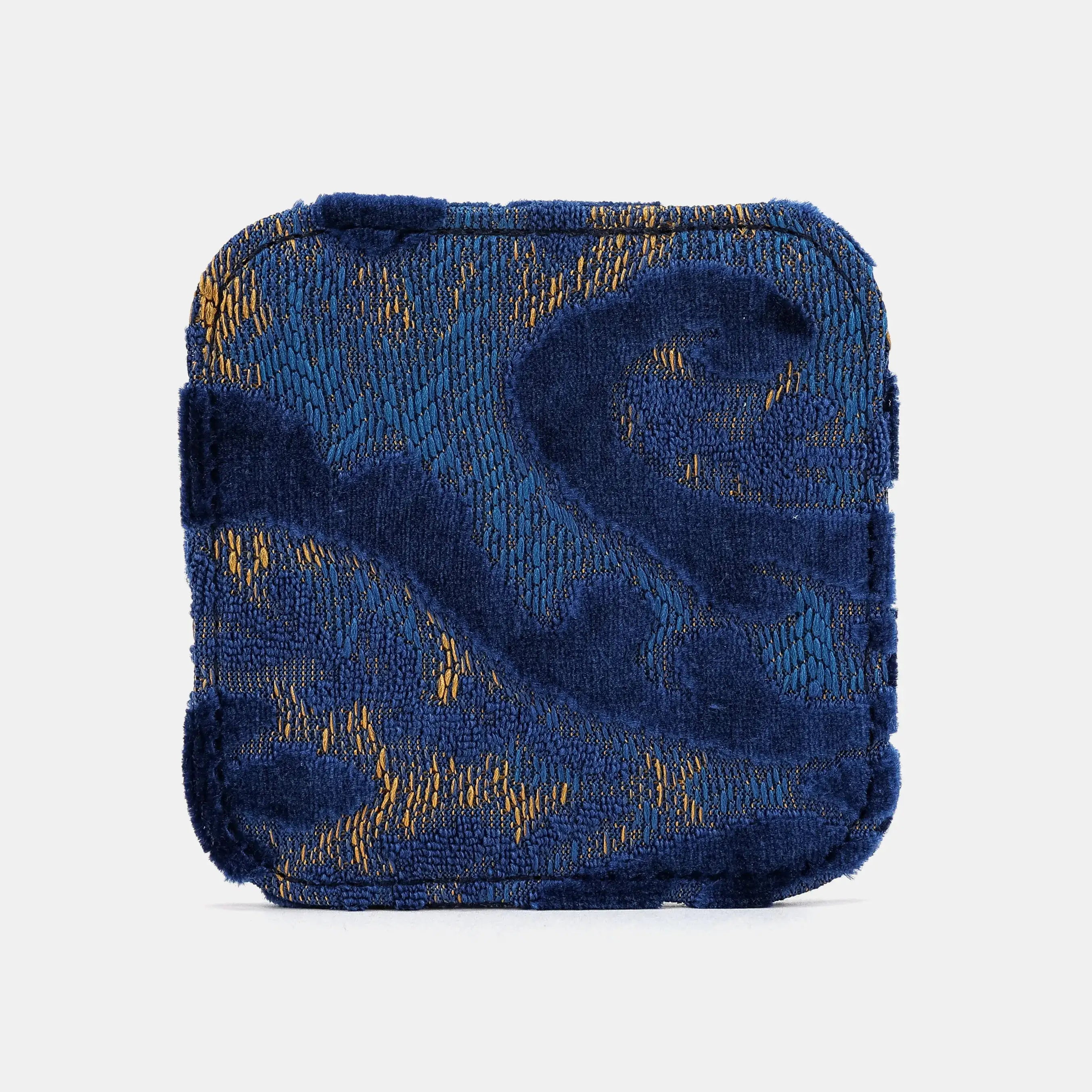 Burnout Velvet Navy Square Coaster Set with Holder of America-face