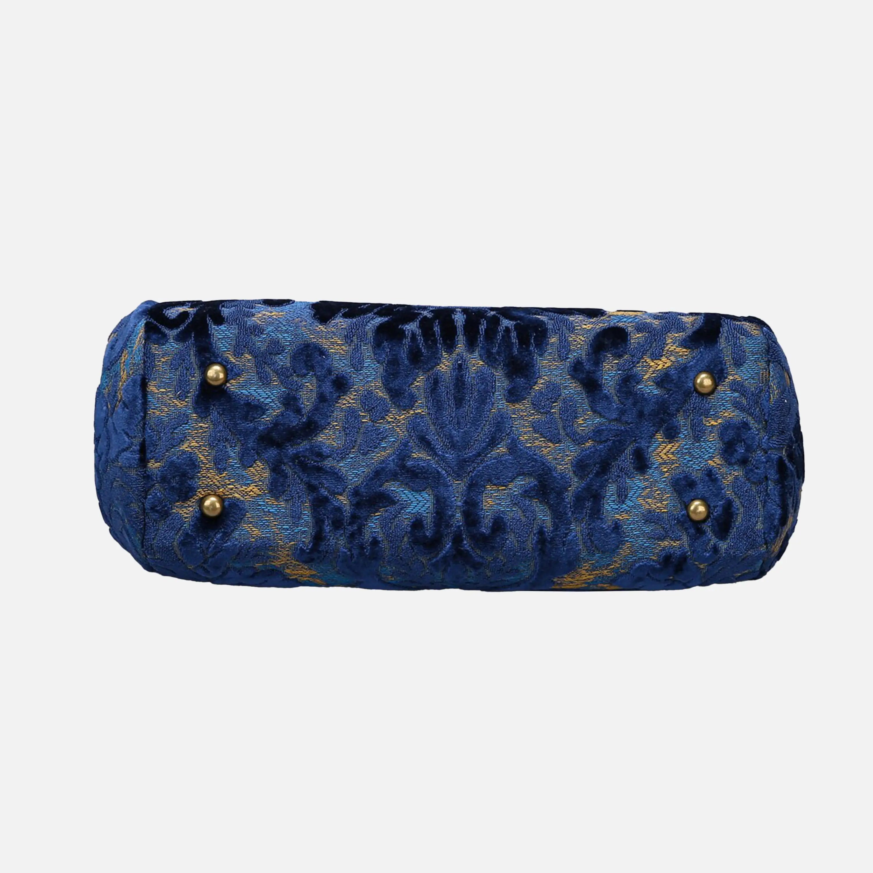 Burnout Velvet Navy Top Handle Purse carpet bag of America bottom