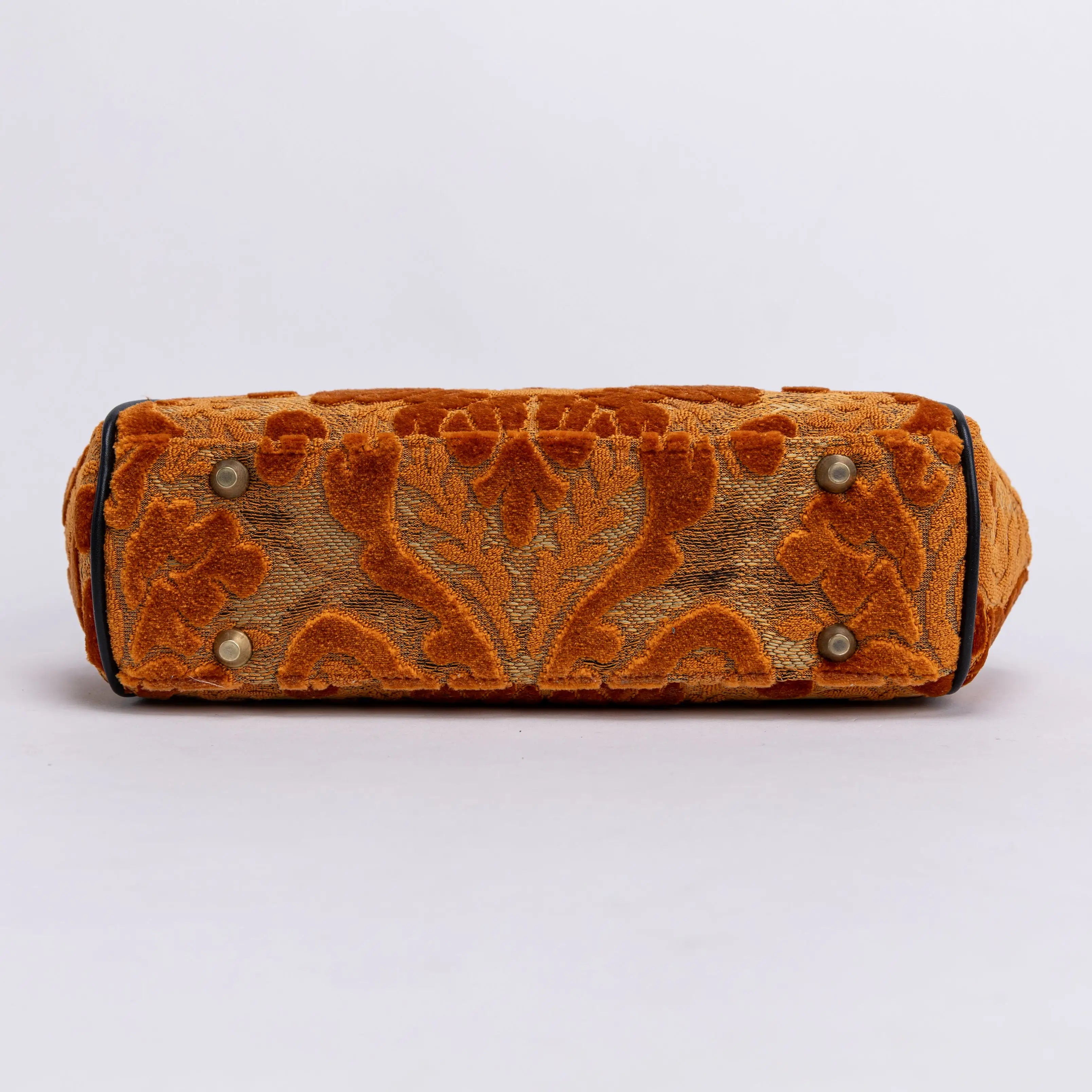 Burnout Velvet Orange Alma Evening Clutch Carpet Bag of America bottom