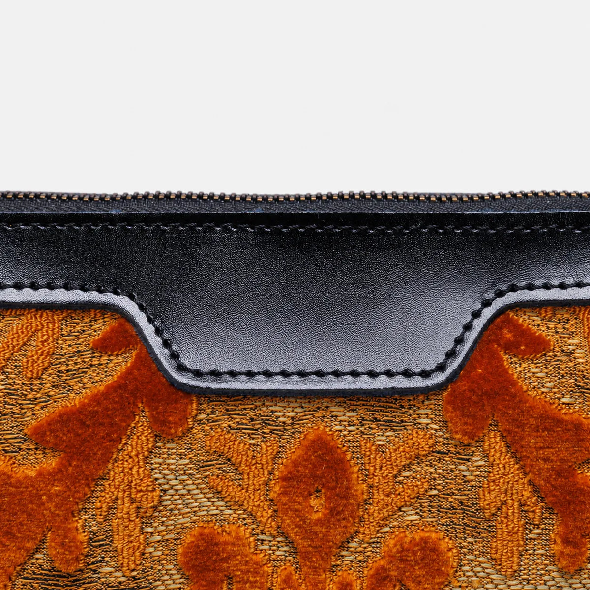 Burnout Velvet Orange Carpet Makeup Bag carpet bag MCW Handmade of America details