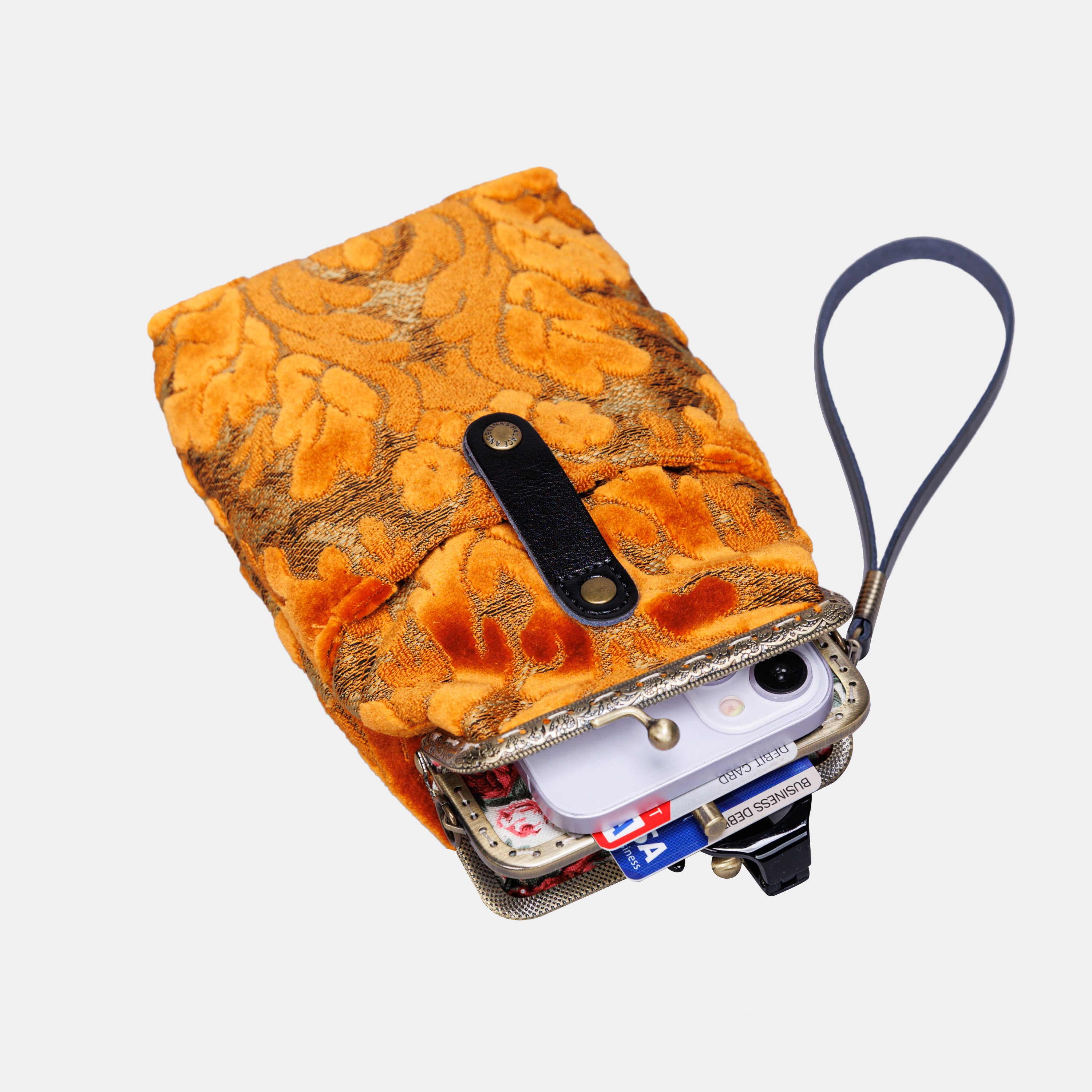 Burnout Velvet Orange Carpet Phone Case Carpetbag of America in use